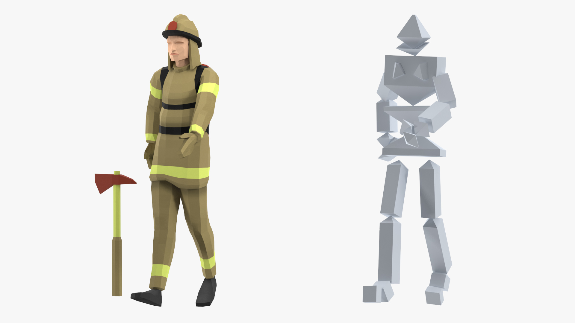 3D Firefighter Low Poly Rigged for Cinema 4D