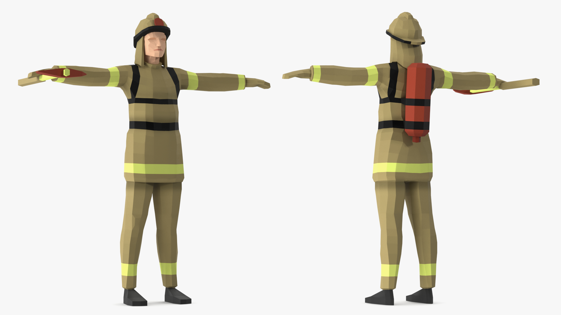 3D Firefighter Low Poly Rigged for Cinema 4D