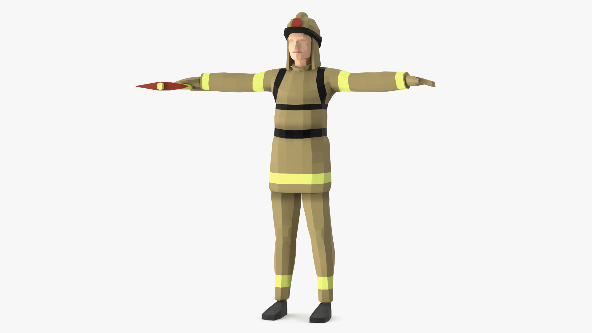 3D Firefighter Low Poly Rigged for Cinema 4D