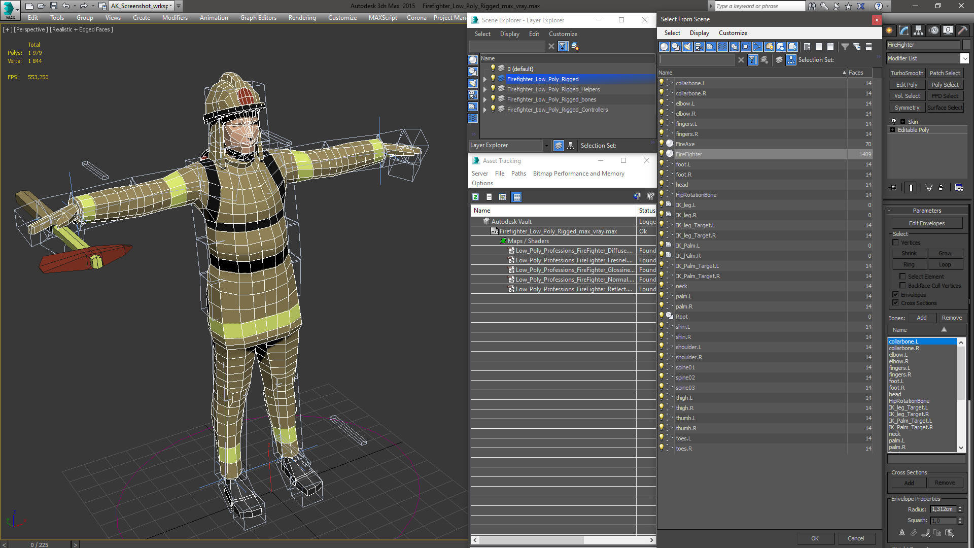3D Firefighter Low Poly Rigged for Cinema 4D