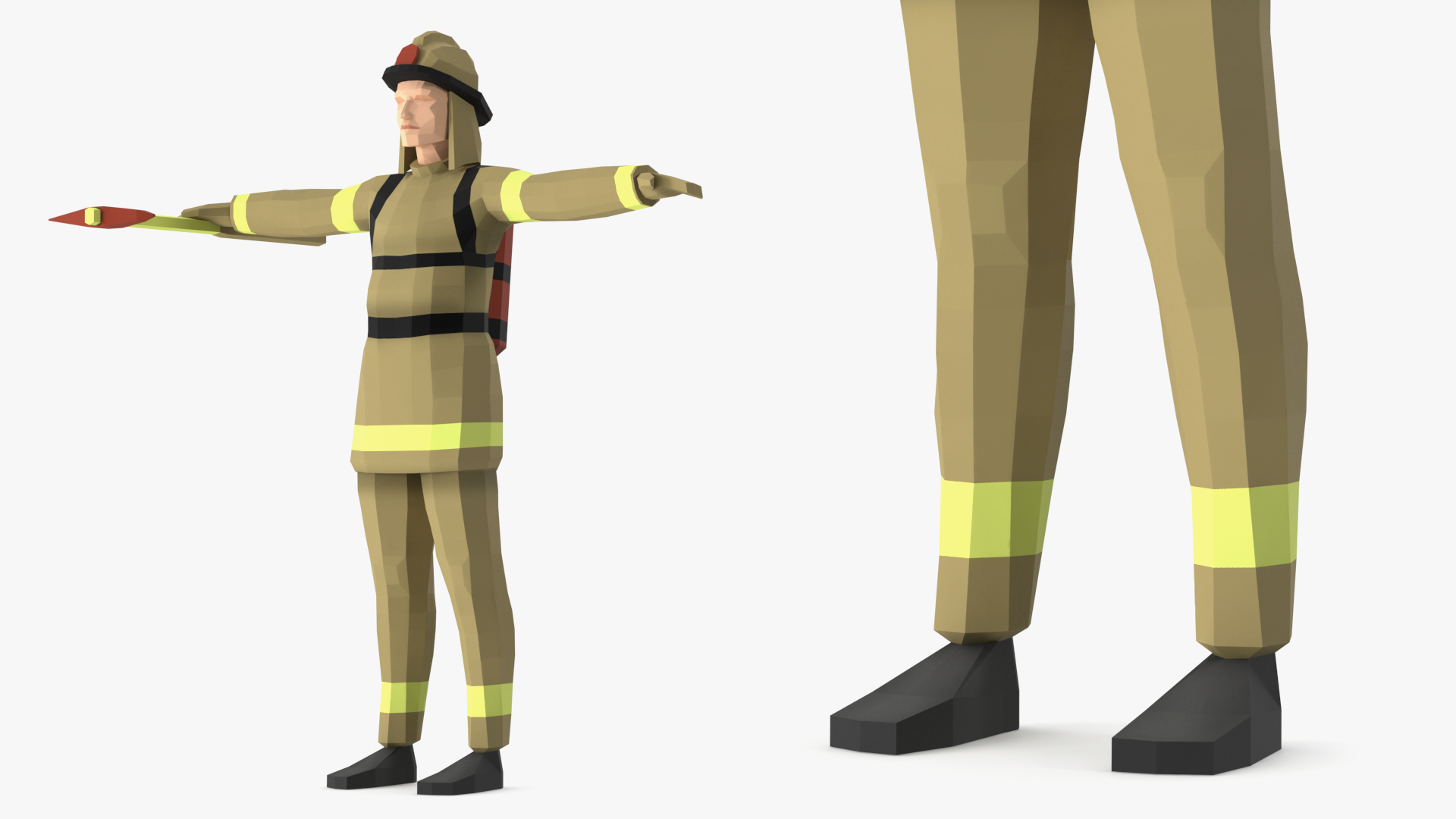 3D Firefighter Low Poly Rigged for Cinema 4D
