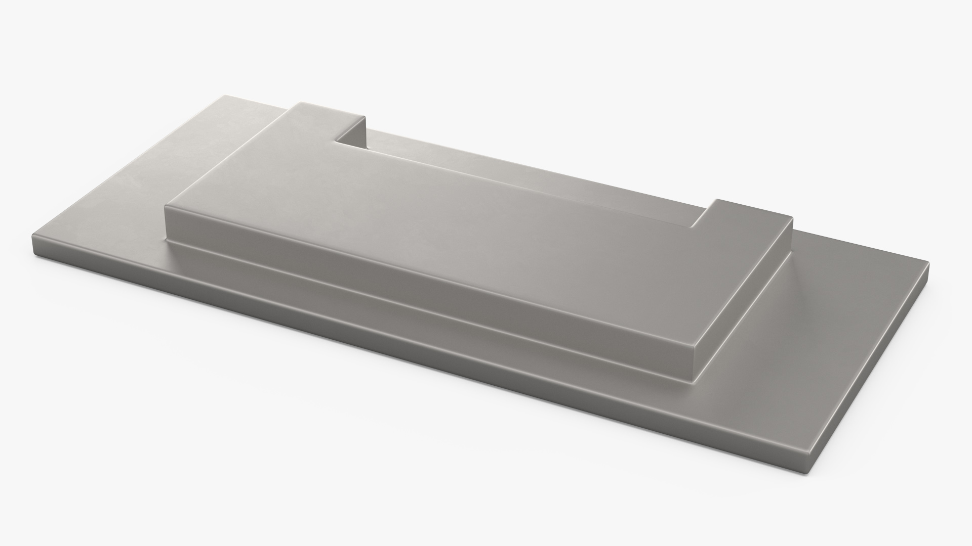 3D model Kitchen Cabinet Handle Recessed Rectangular Silver