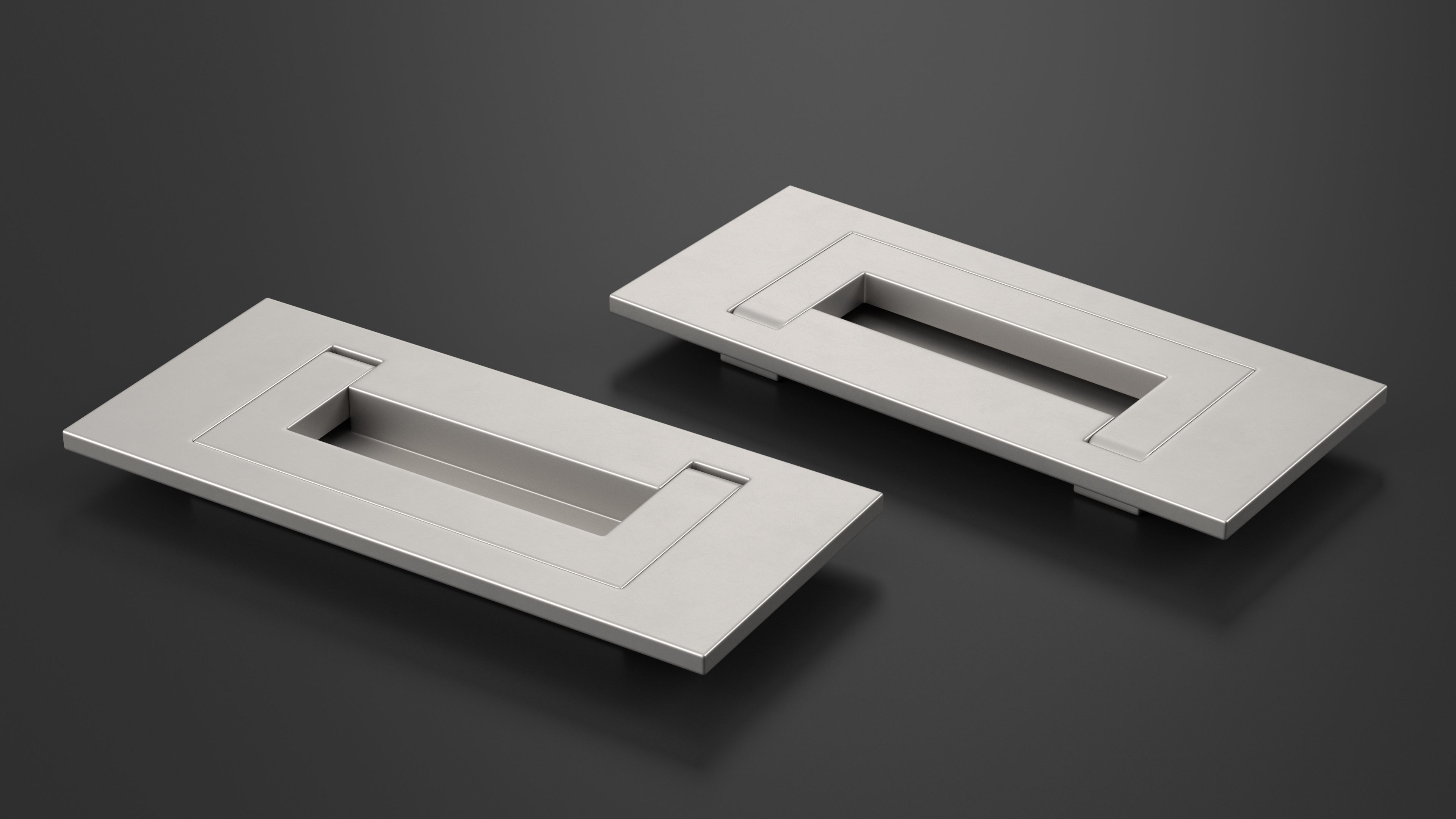 3D model Kitchen Cabinet Handle Recessed Rectangular Silver