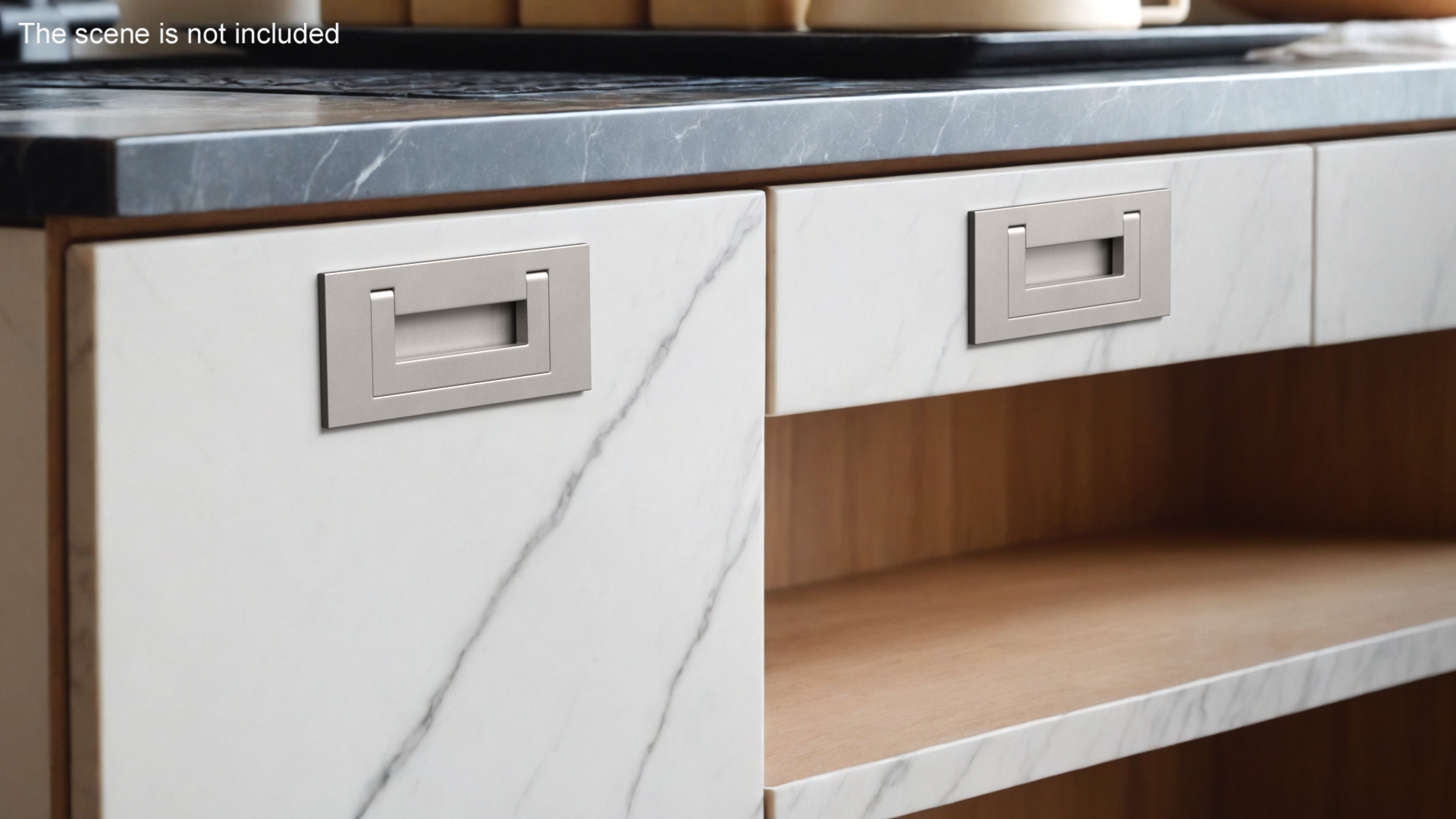 3D model Kitchen Cabinet Handle Recessed Rectangular Silver