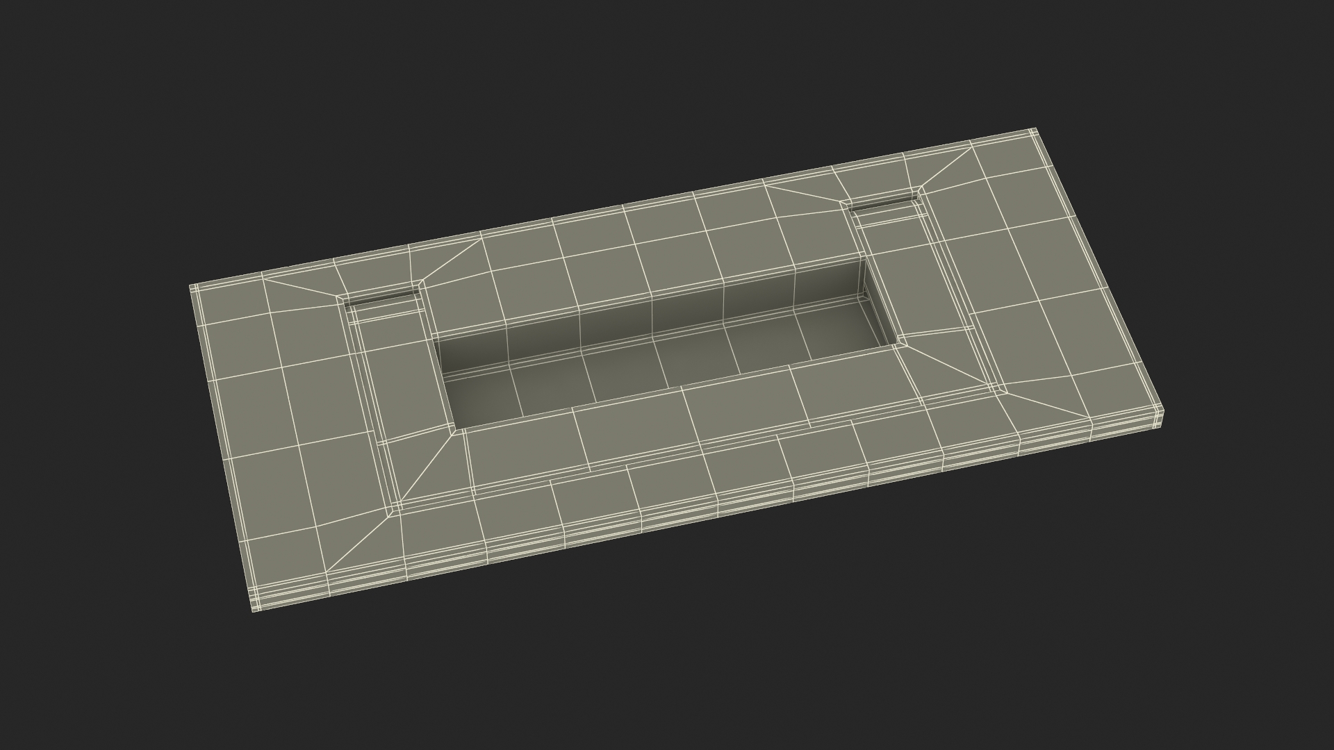 3D model Kitchen Cabinet Handle Recessed Rectangular Silver