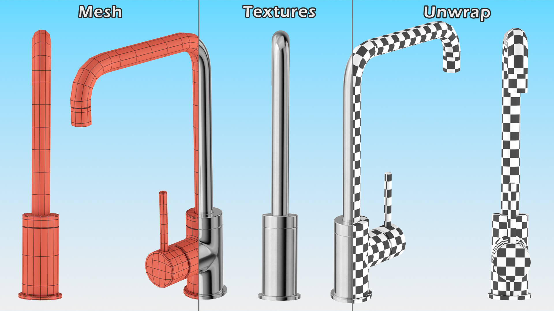 3D Angular Single Lever Sink Mixer Chrome model