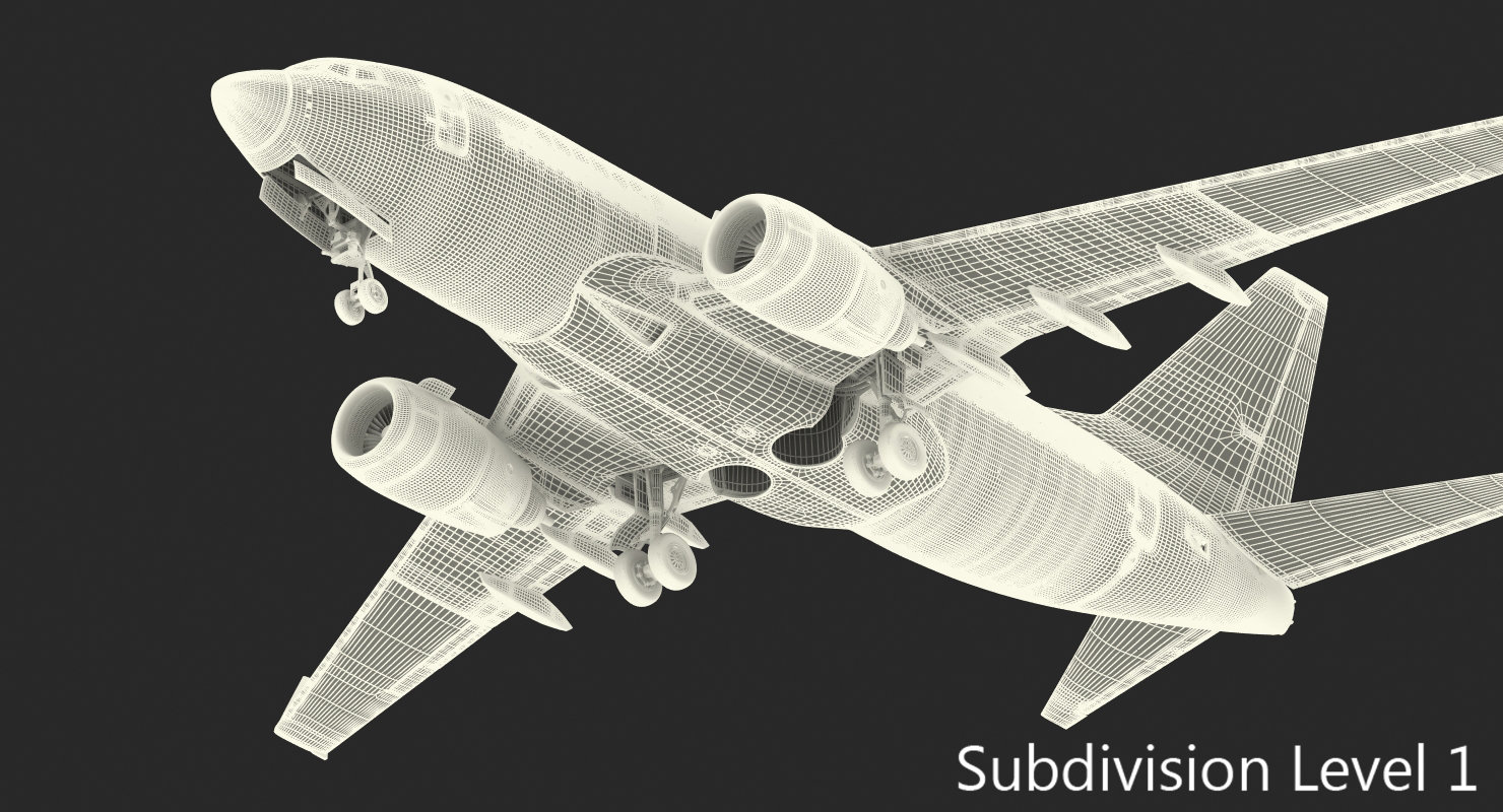 Boeing 737 600 United Airlines Rigged 3D