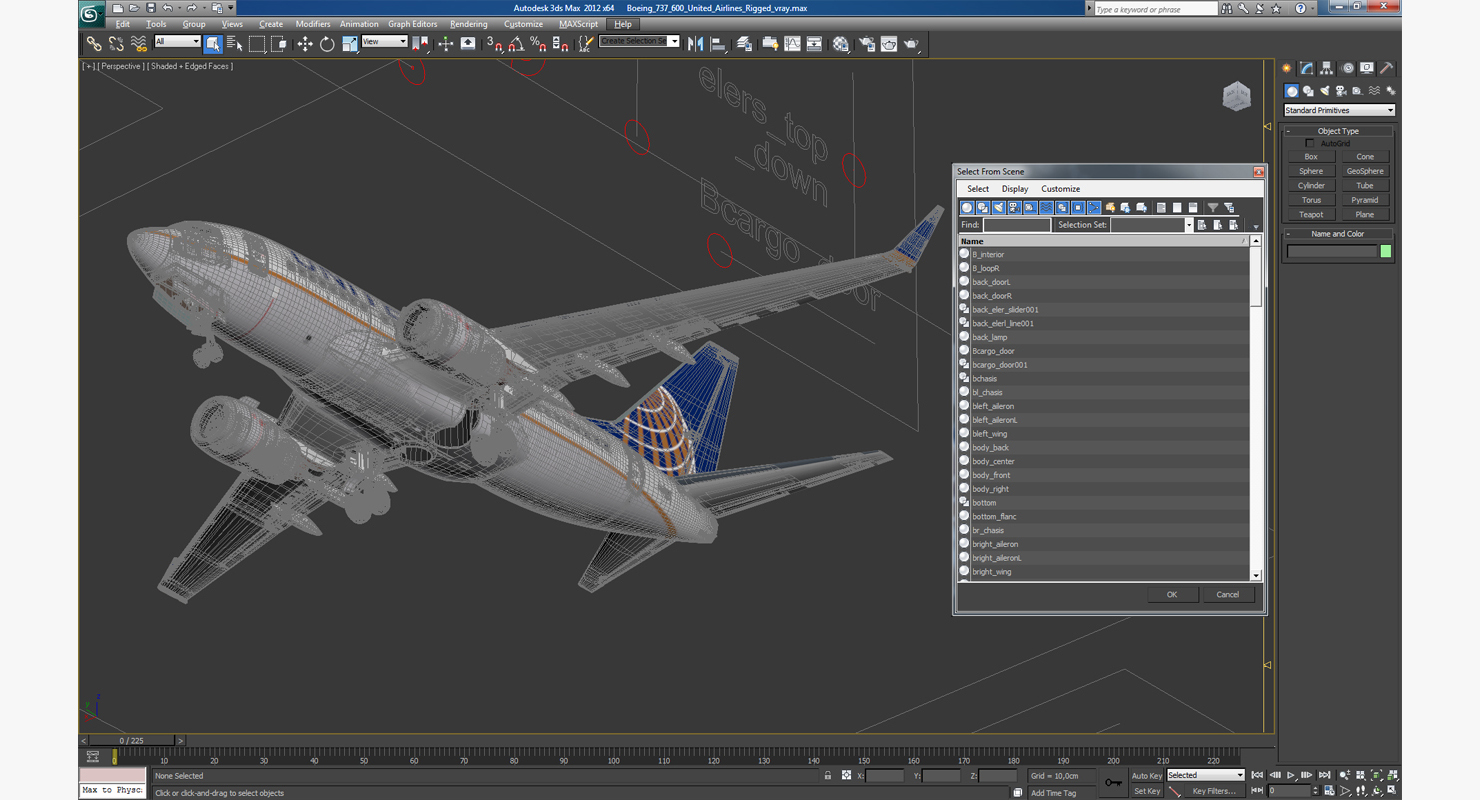 Boeing 737 600 United Airlines Rigged 3D