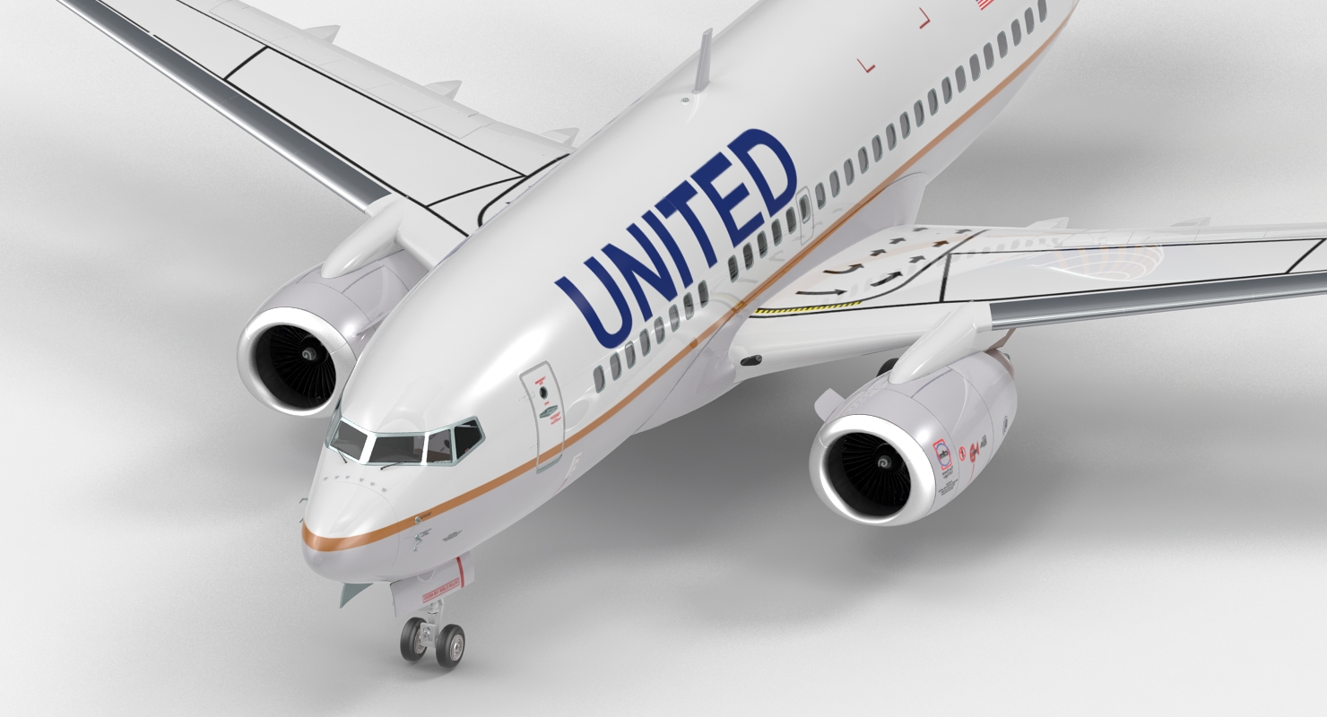 Boeing 737 600 United Airlines Rigged 3D