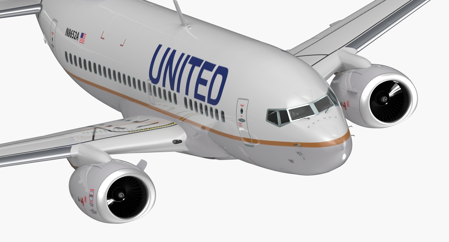 Boeing 737 600 United Airlines Rigged 3D