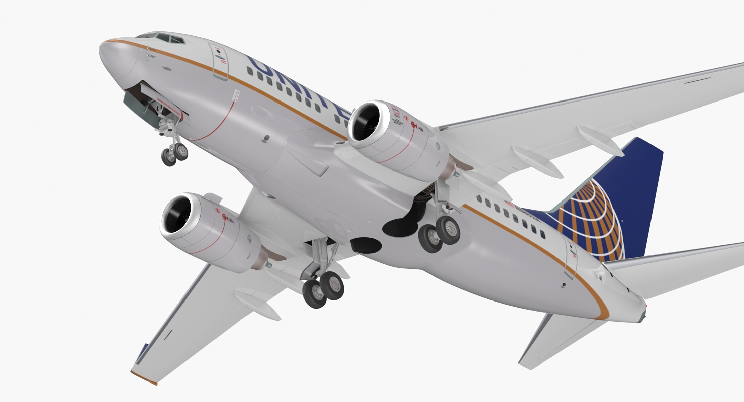 Boeing 737 600 United Airlines Rigged 3D