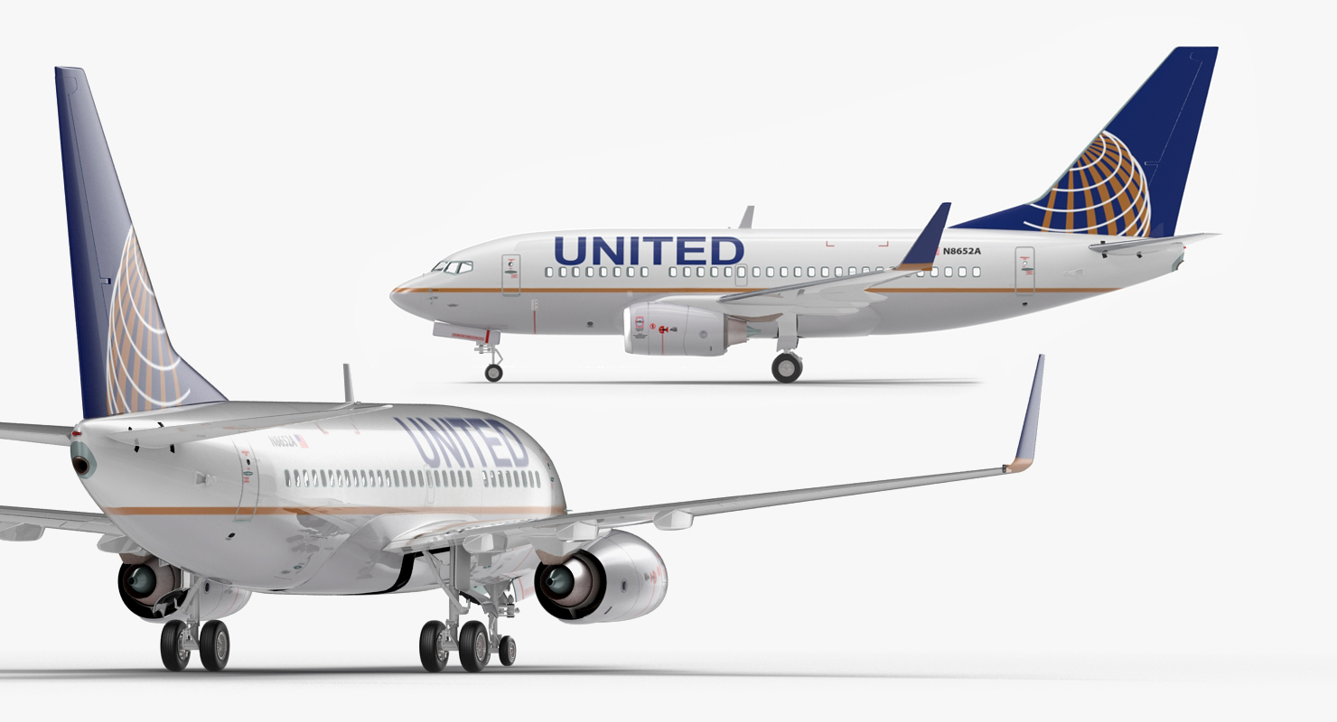 Boeing 737 600 United Airlines Rigged 3D