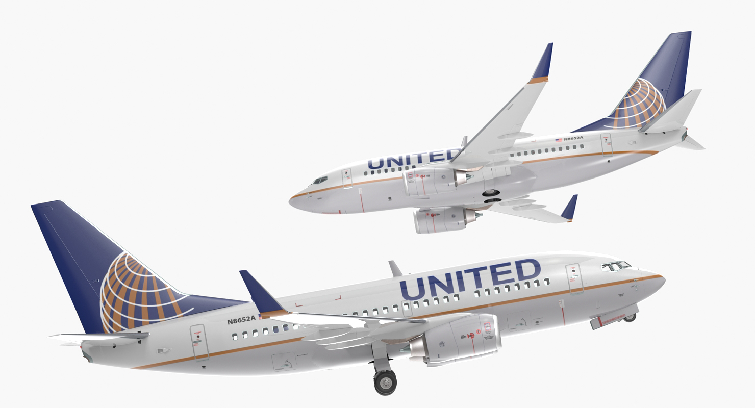 Boeing 737 600 United Airlines Rigged 3D