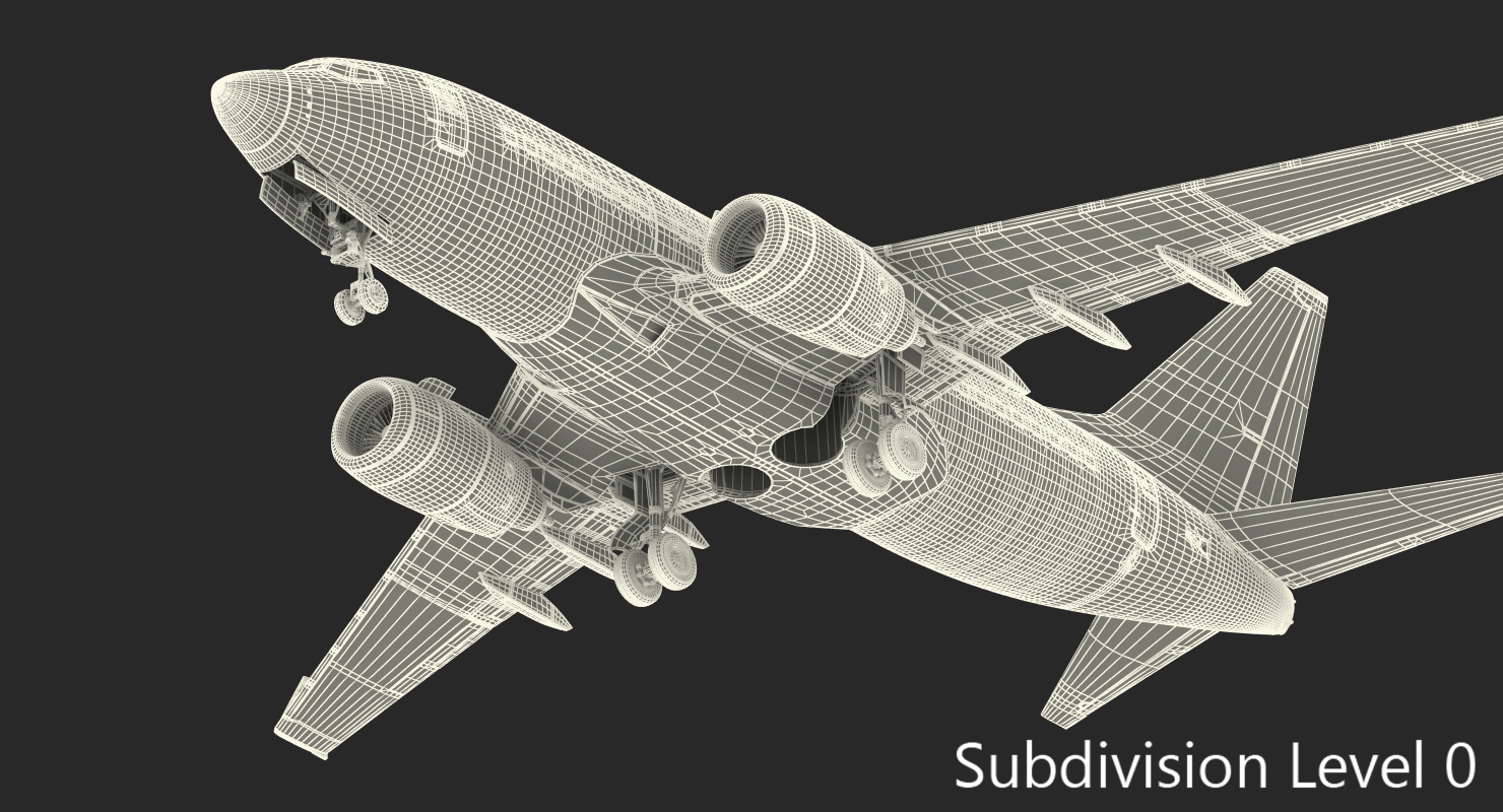 Boeing 737 600 United Airlines Rigged 3D