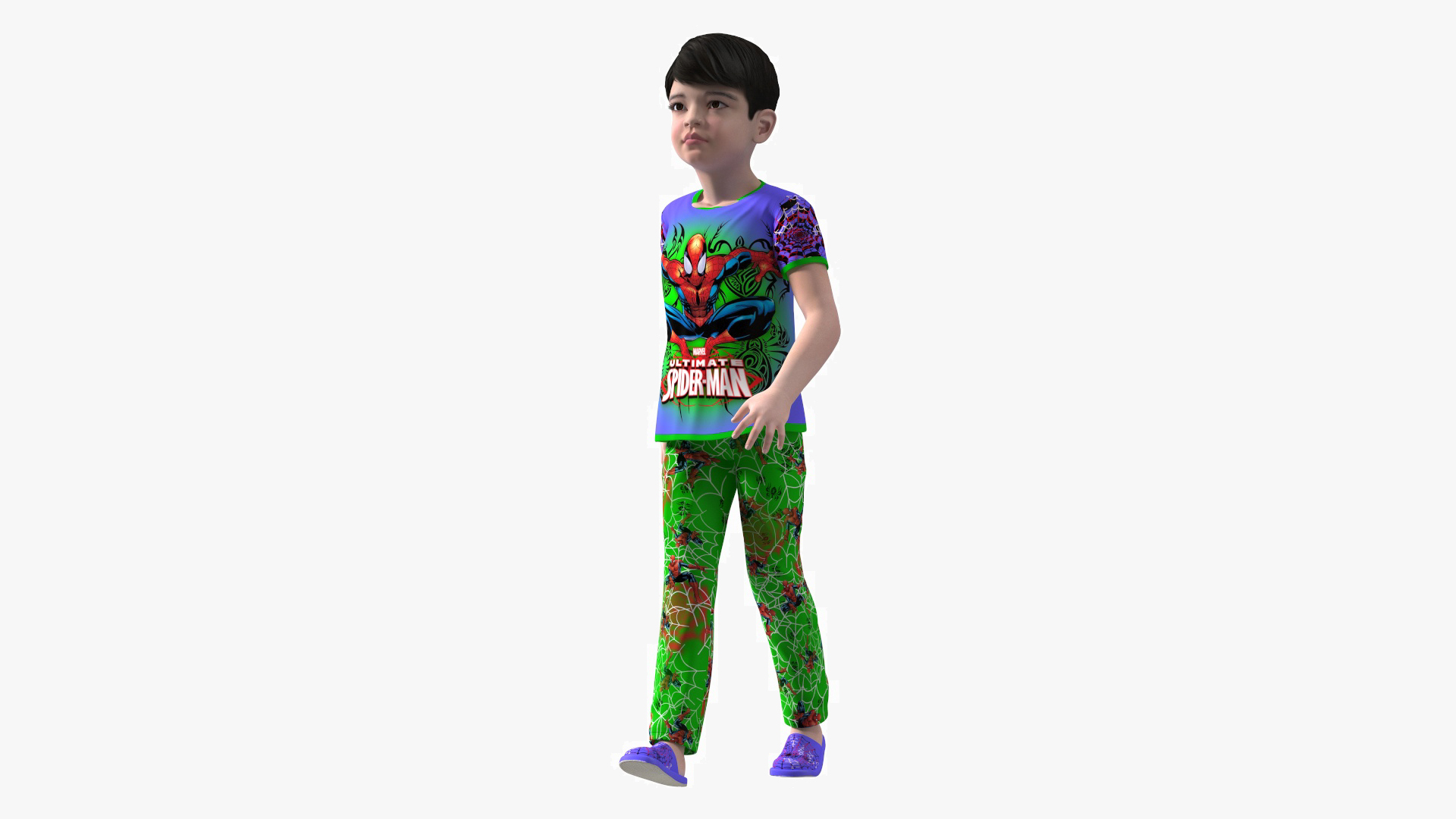 Asian Child Boy Home Style Rigged for Maya 3D