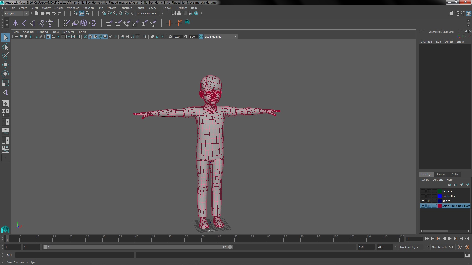 Asian Child Boy Home Style Rigged for Maya 3D