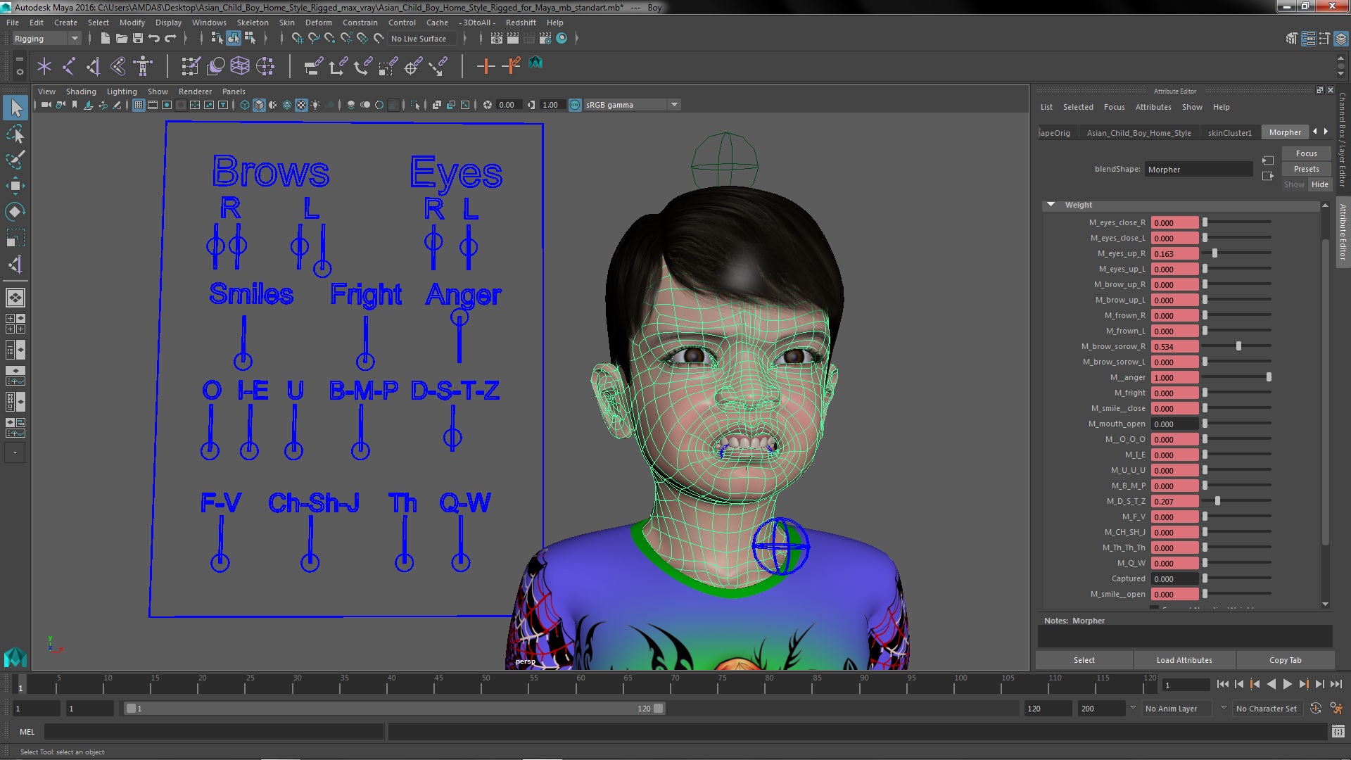 Asian Child Boy Home Style Rigged for Maya 3D