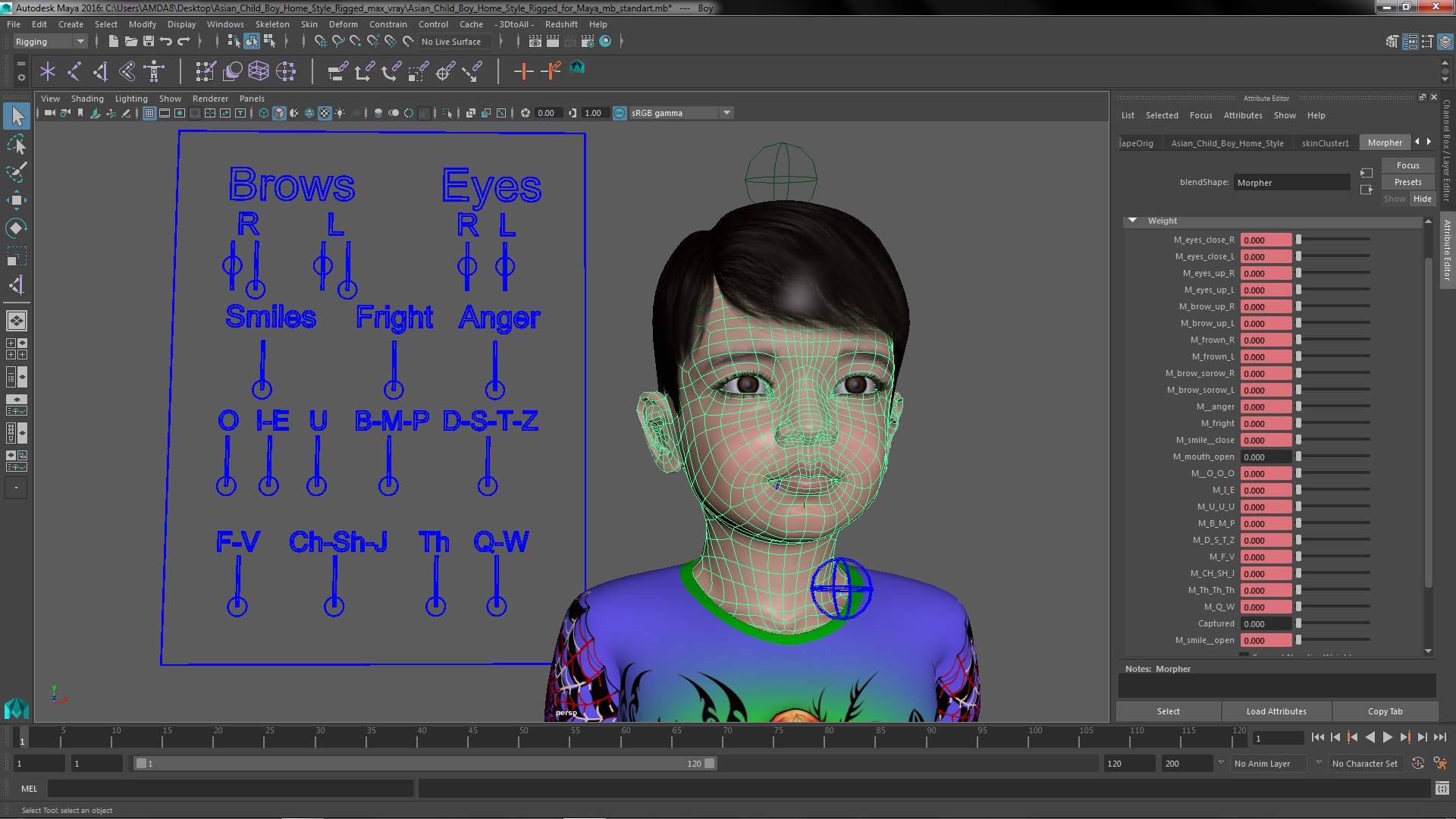 Asian Child Boy Home Style Rigged for Maya 3D