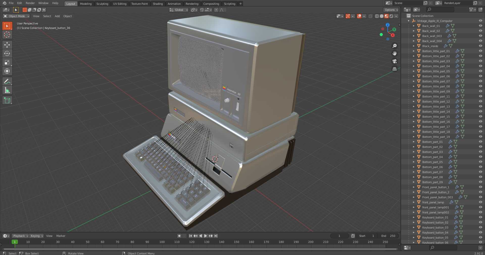 3D Vintage Apple III Computer