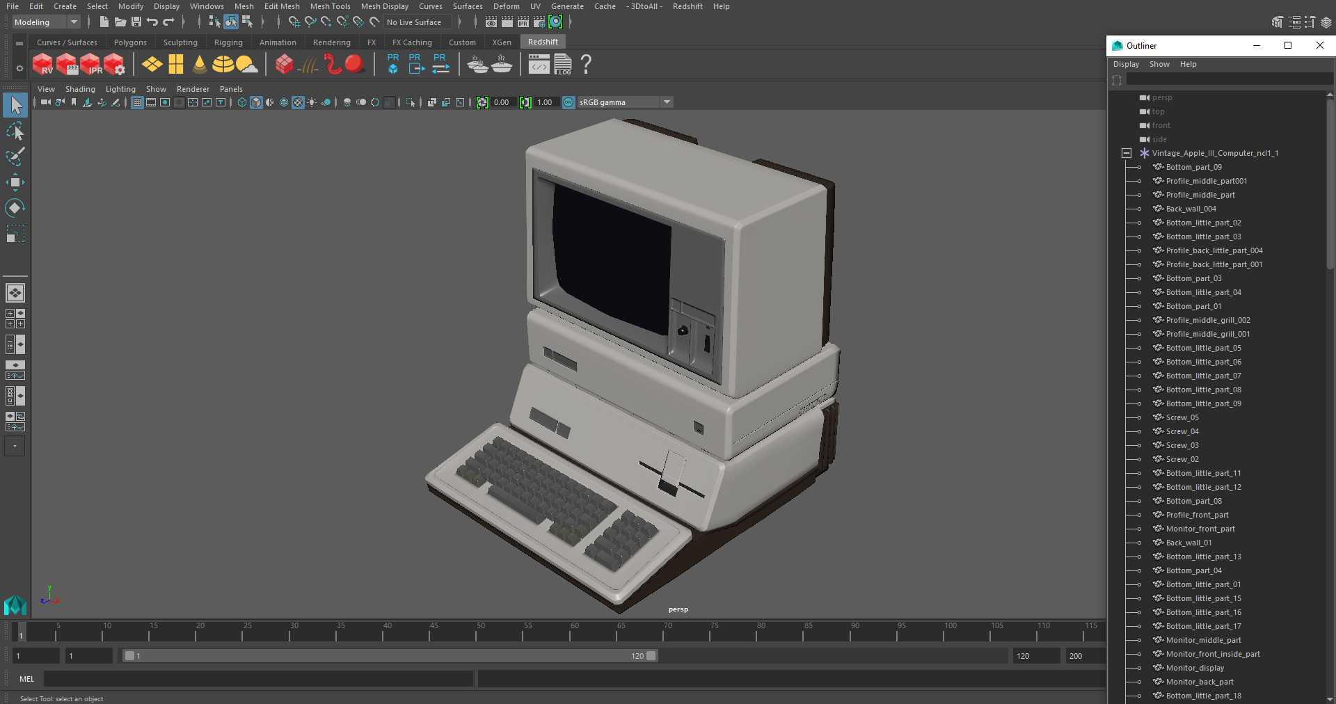 3D Vintage Apple III Computer