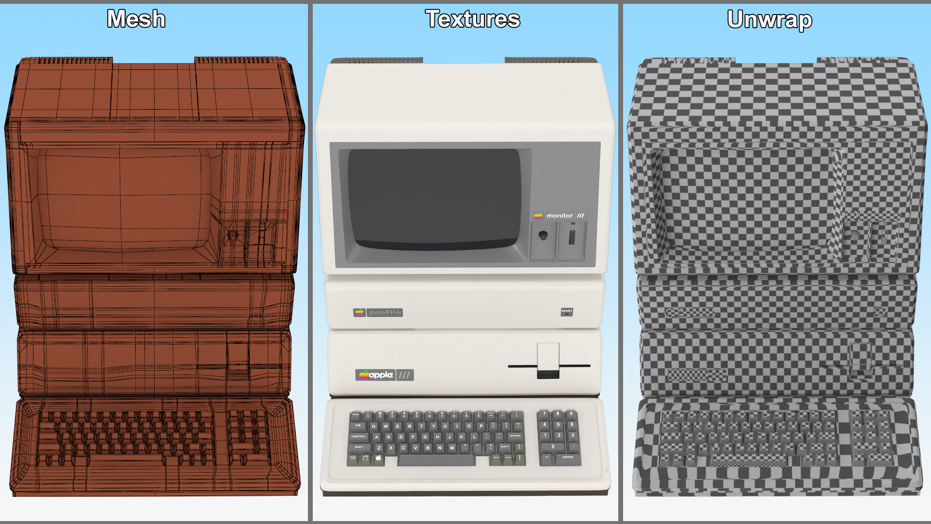 3D Vintage Apple III Computer