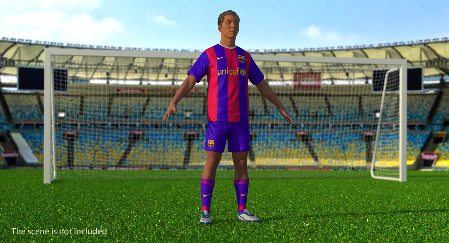 3D model Soccer or Football Player Barcelona with Hair