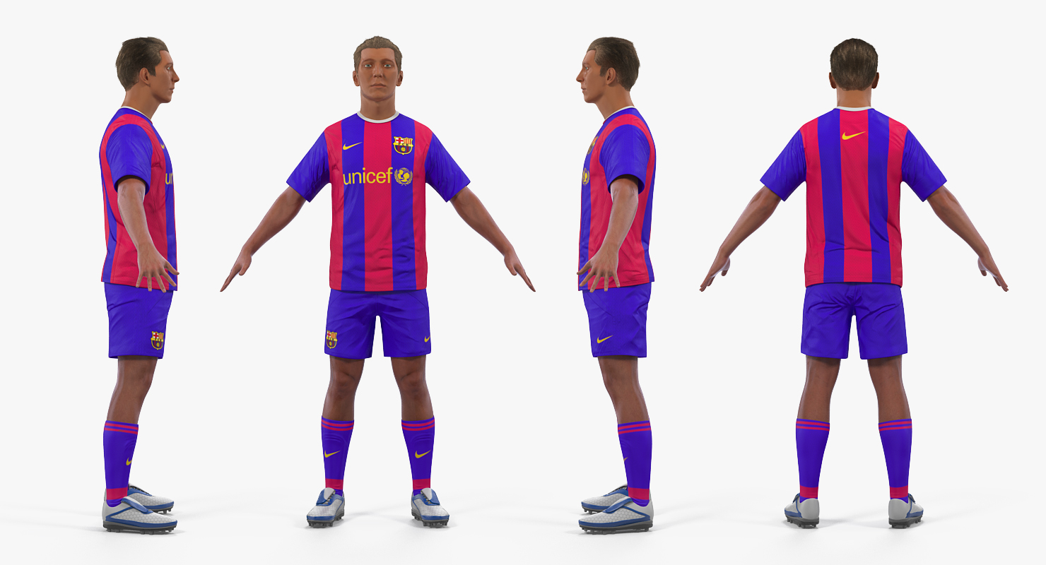 3D model Soccer or Football Player Barcelona with Hair