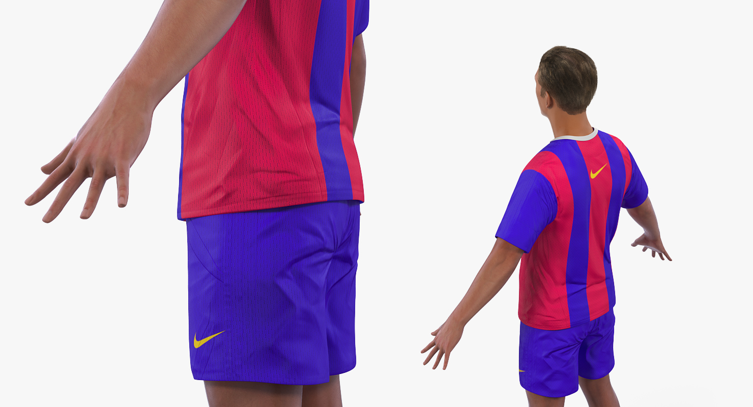 3D model Soccer or Football Player Barcelona with Hair