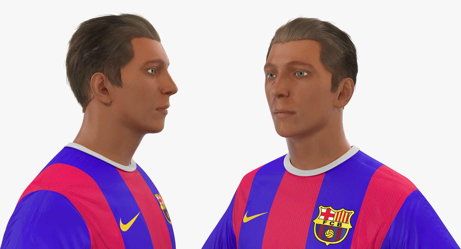3D model Soccer or Football Player Barcelona with Hair