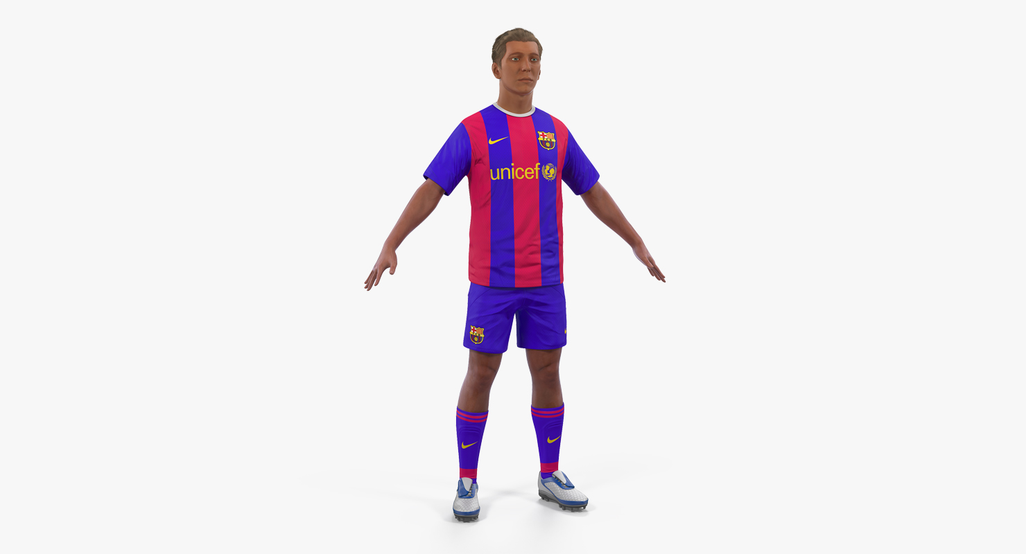 3D model Soccer or Football Player Barcelona with Hair