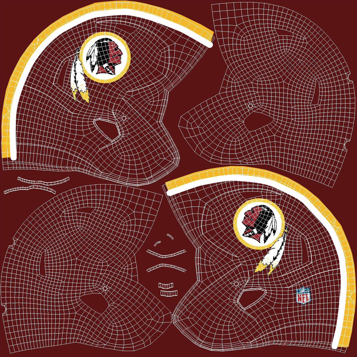 3D Washington Redskins American Football Player Fur model
