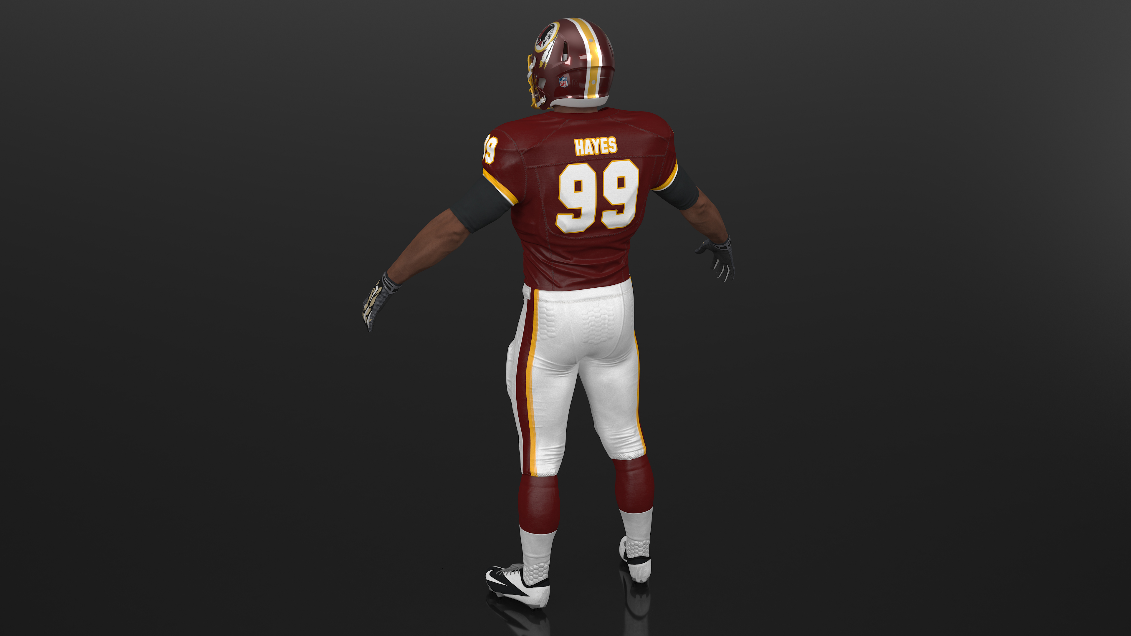 3D Washington Redskins American Football Player Fur model