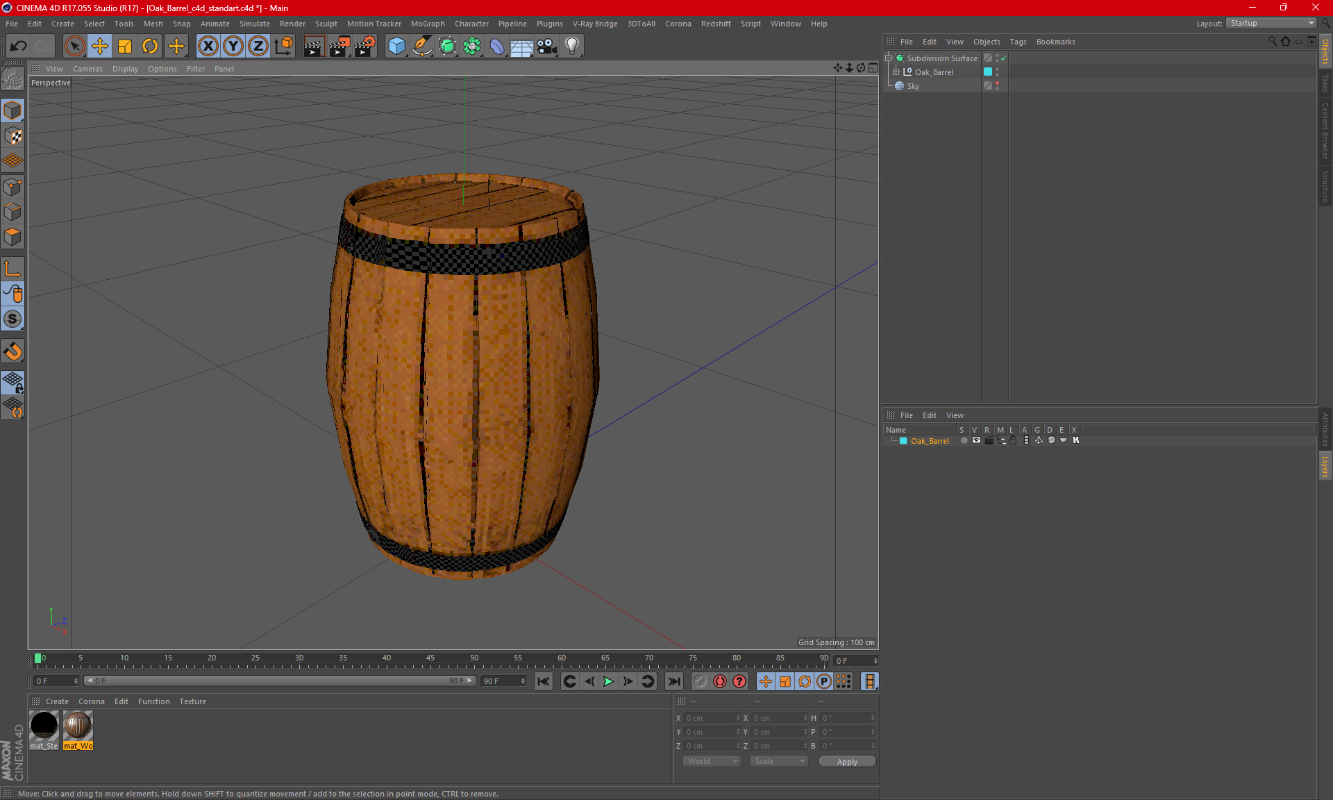 3D model Oak Barrel
