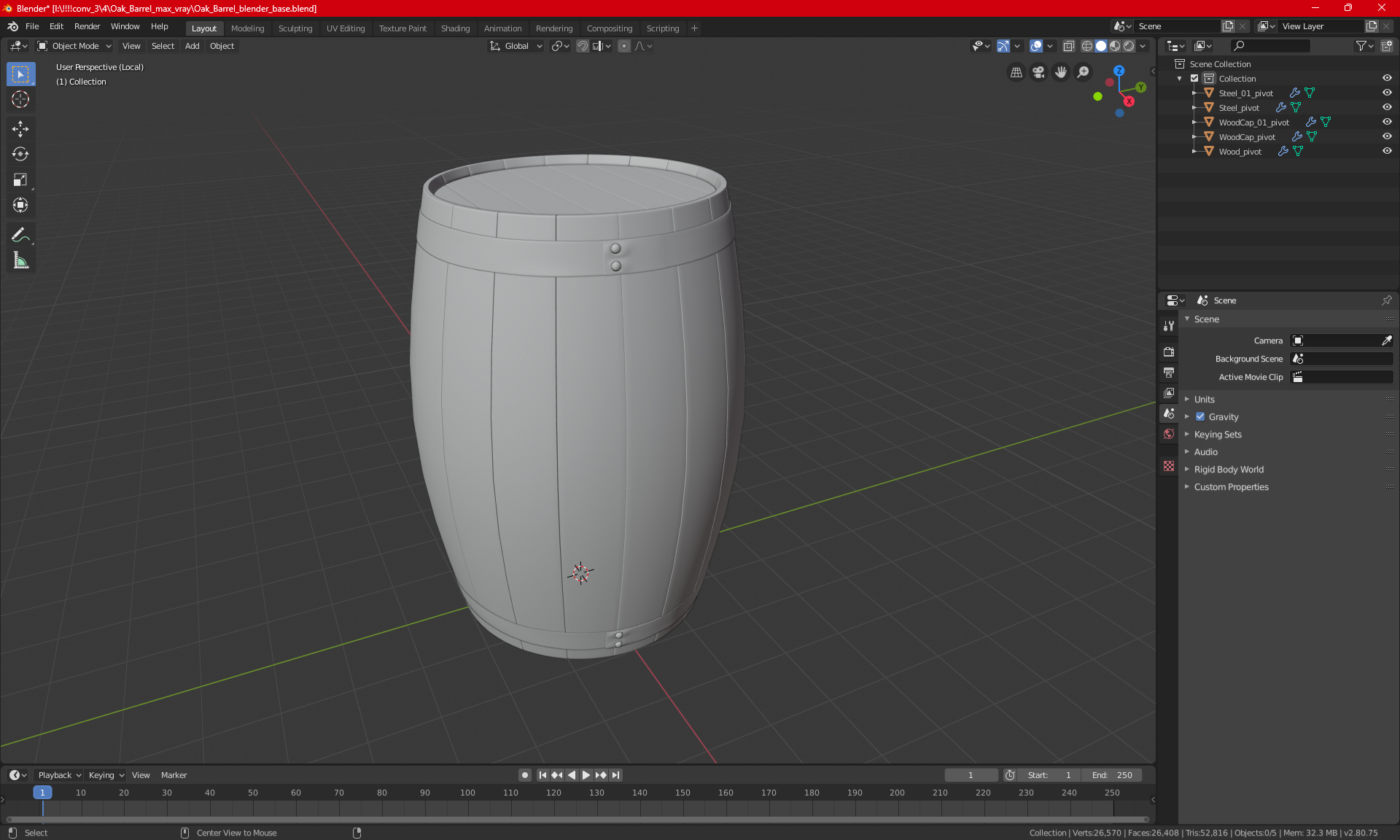 3D model Oak Barrel