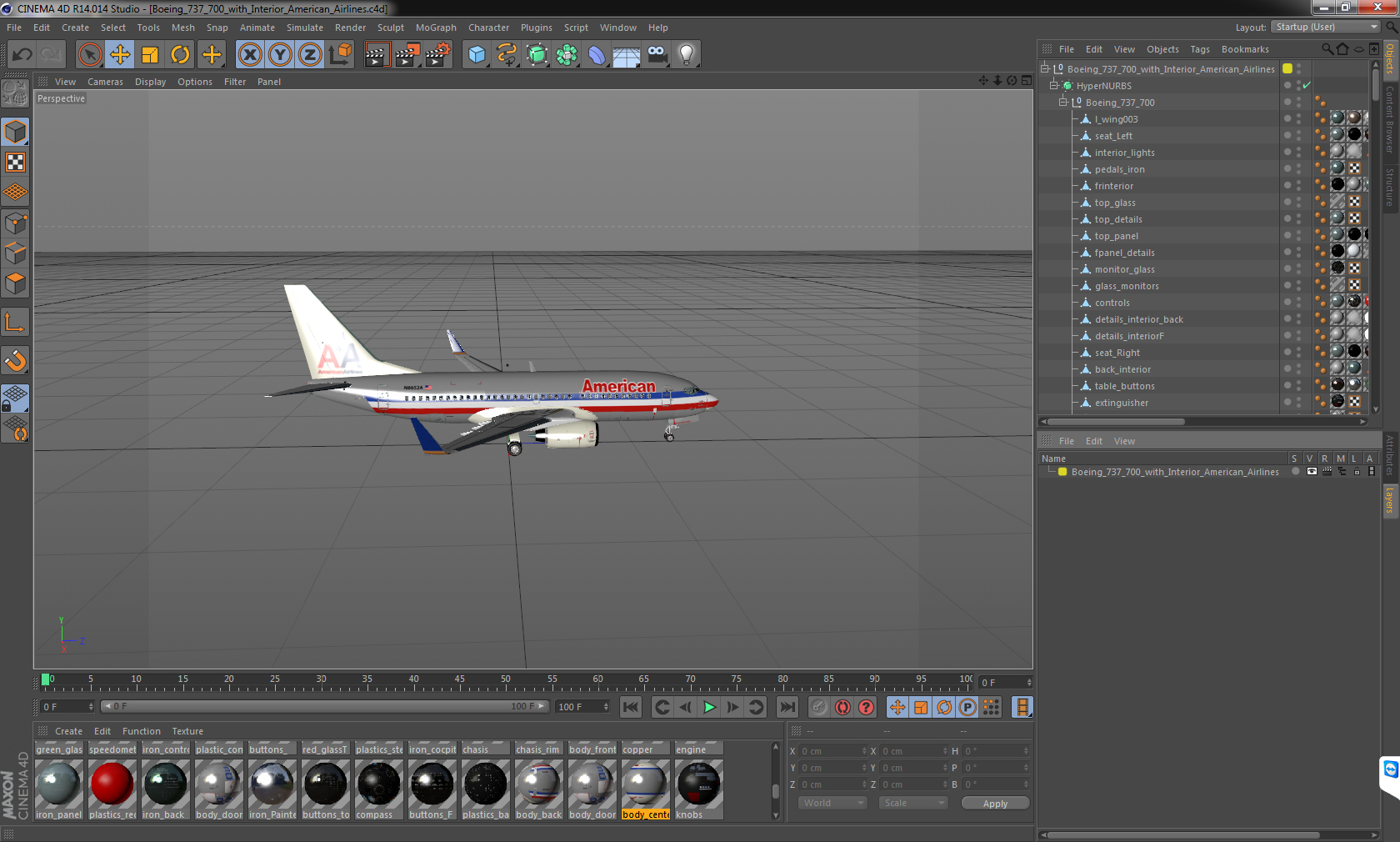 3D Boeing 737 700 with Interior American Airlines