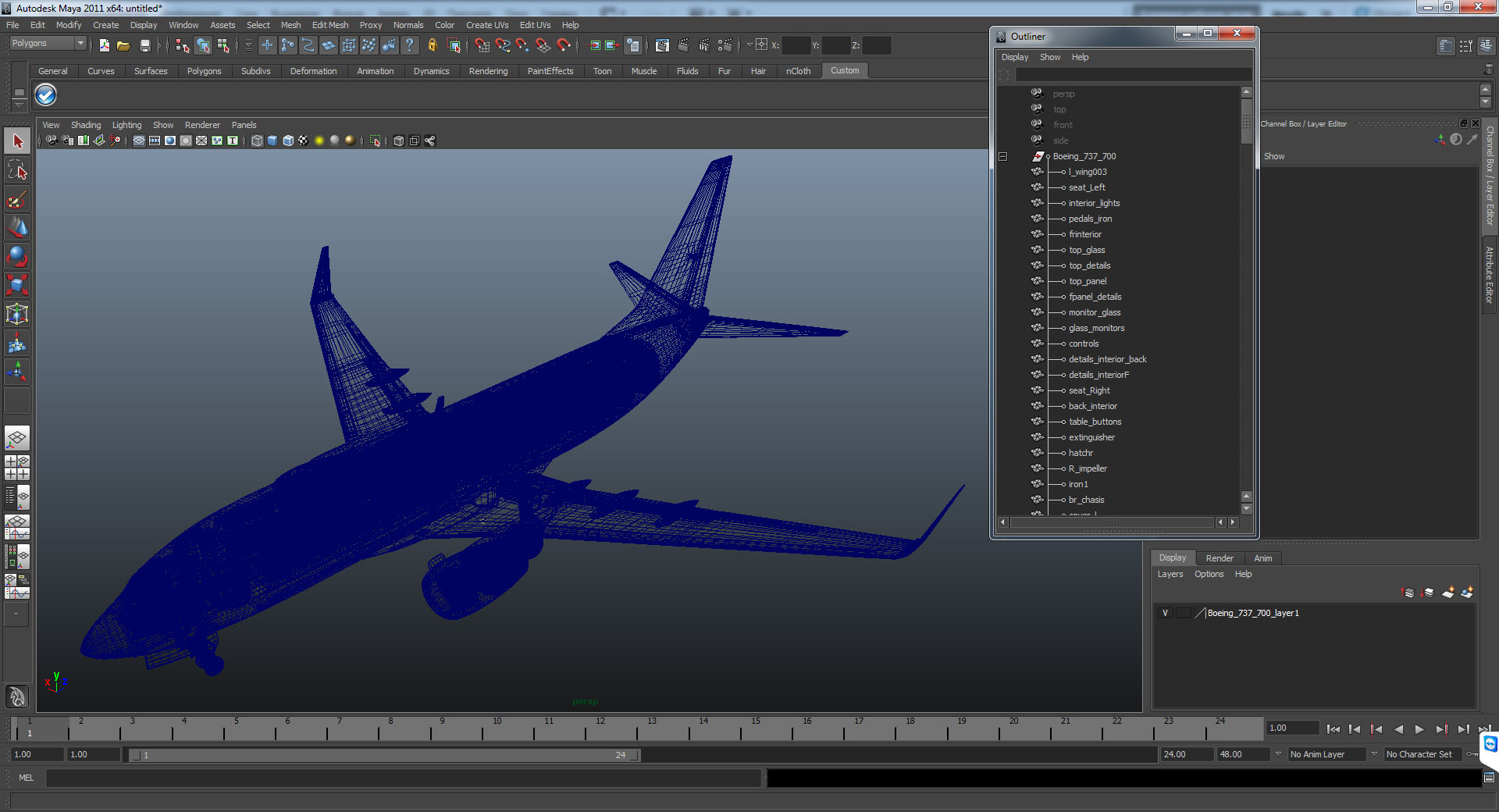 3D Boeing 737 700 with Interior American Airlines