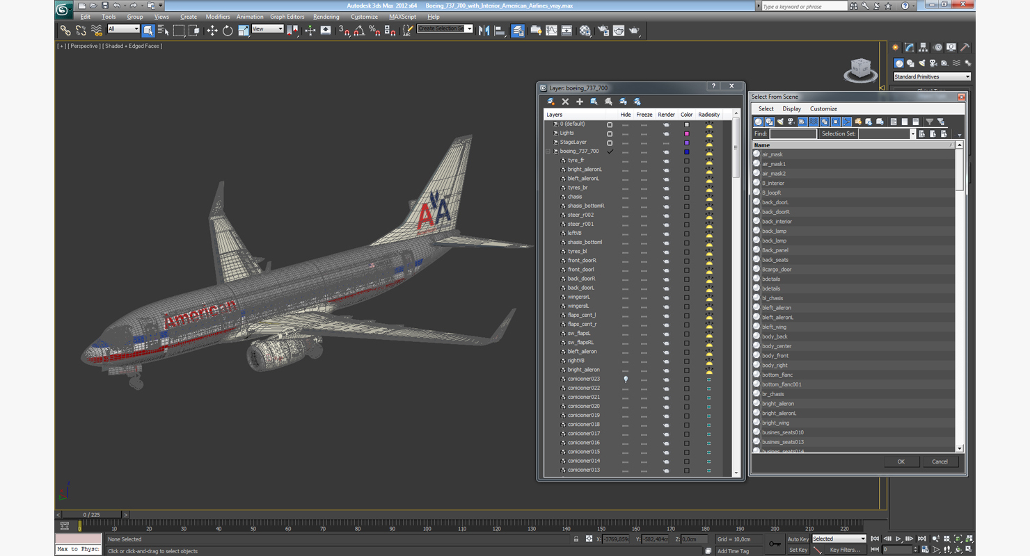 3D Boeing 737 700 with Interior American Airlines