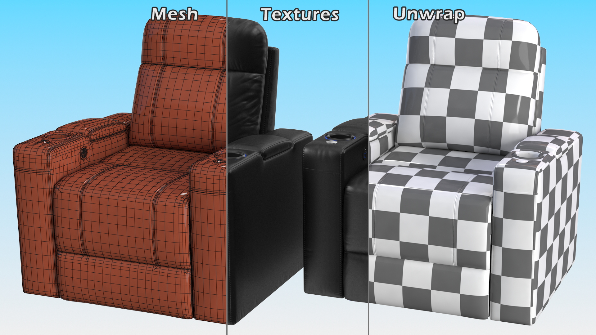 3D model Valencia Home Theater Seating Black