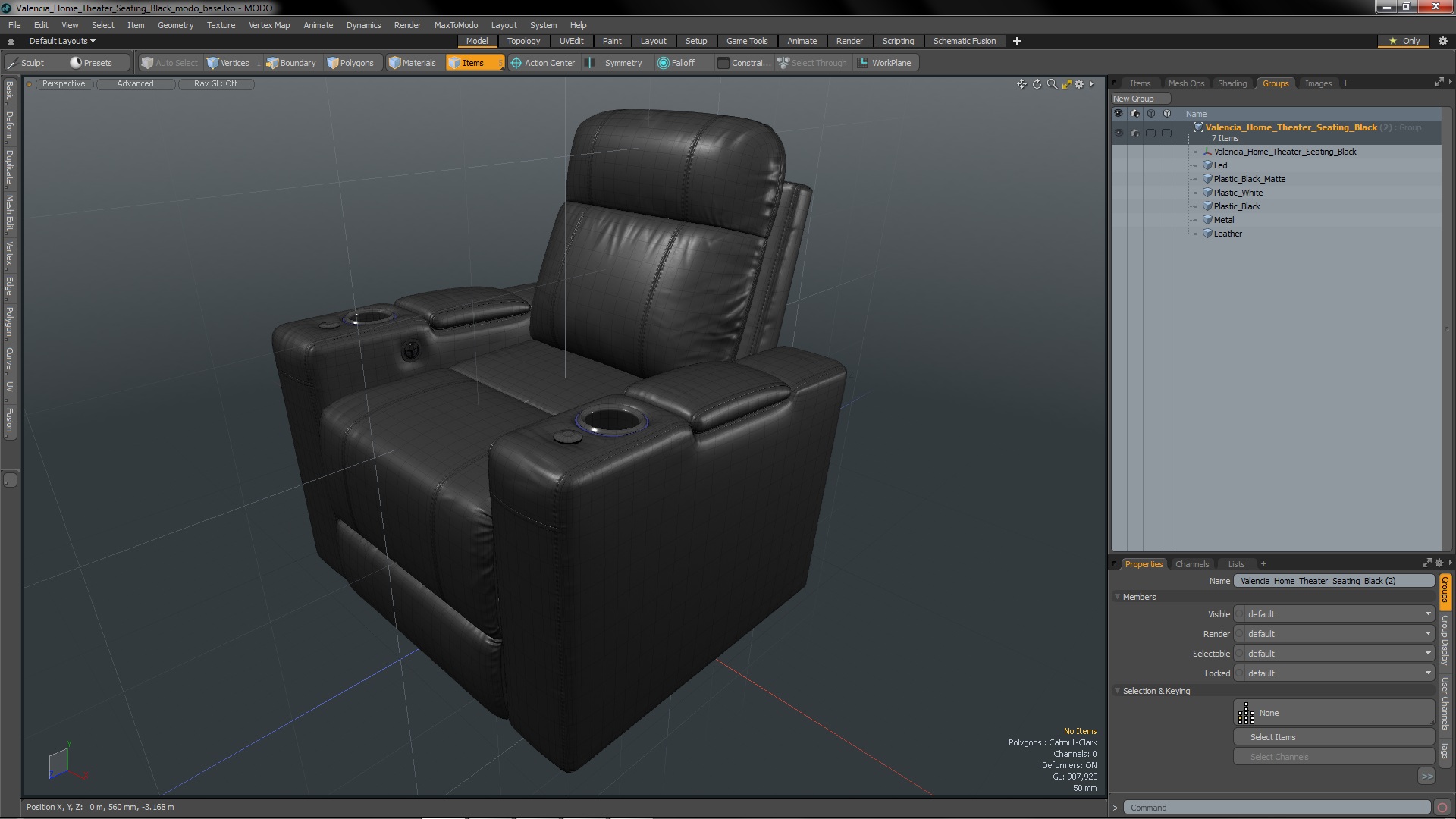 3D model Valencia Home Theater Seating Black