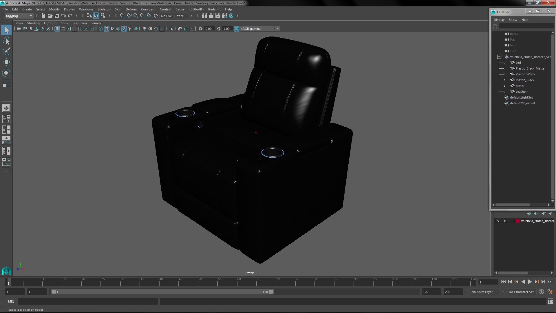 3D model Valencia Home Theater Seating Black