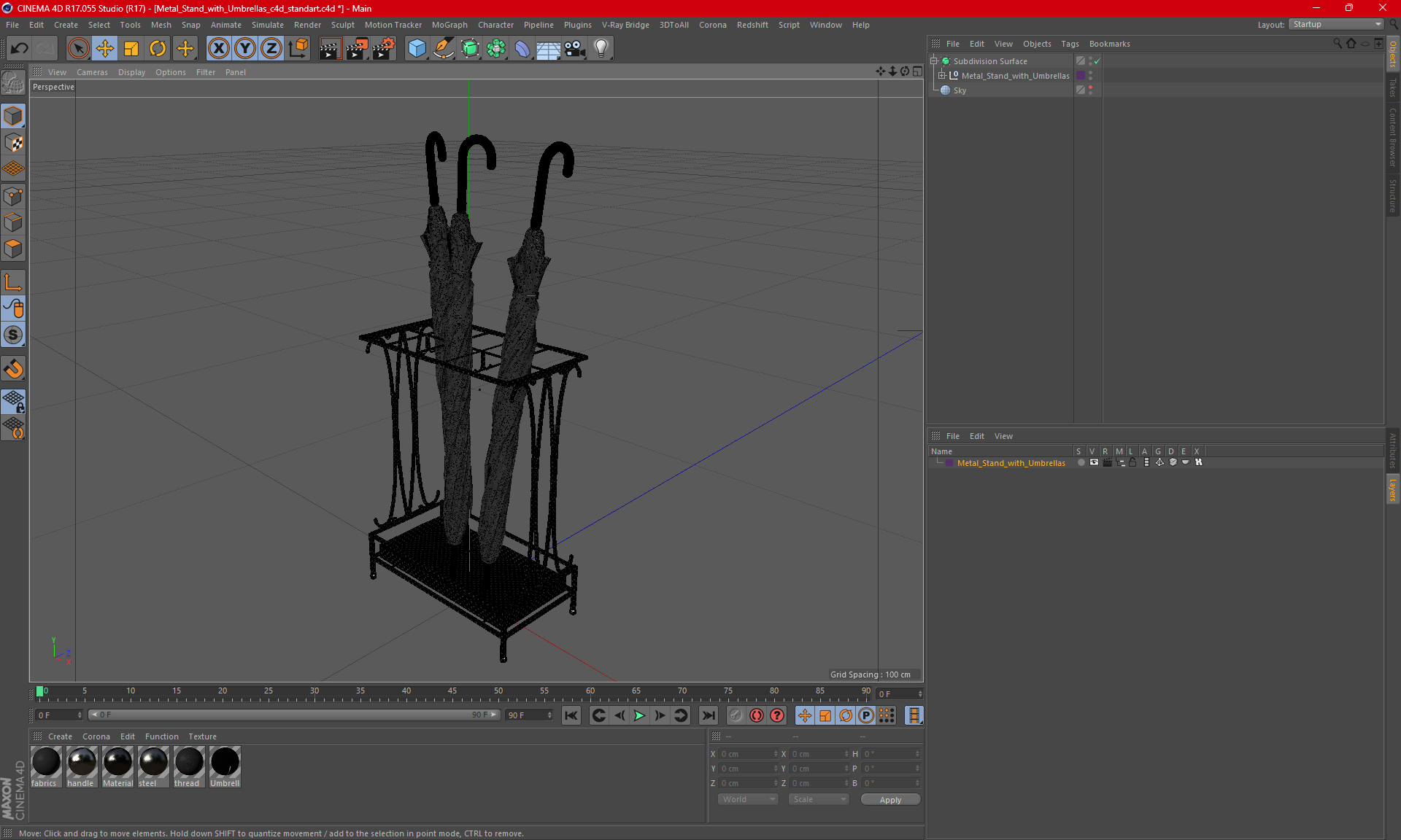 3D Metal Stand with Umbrellas