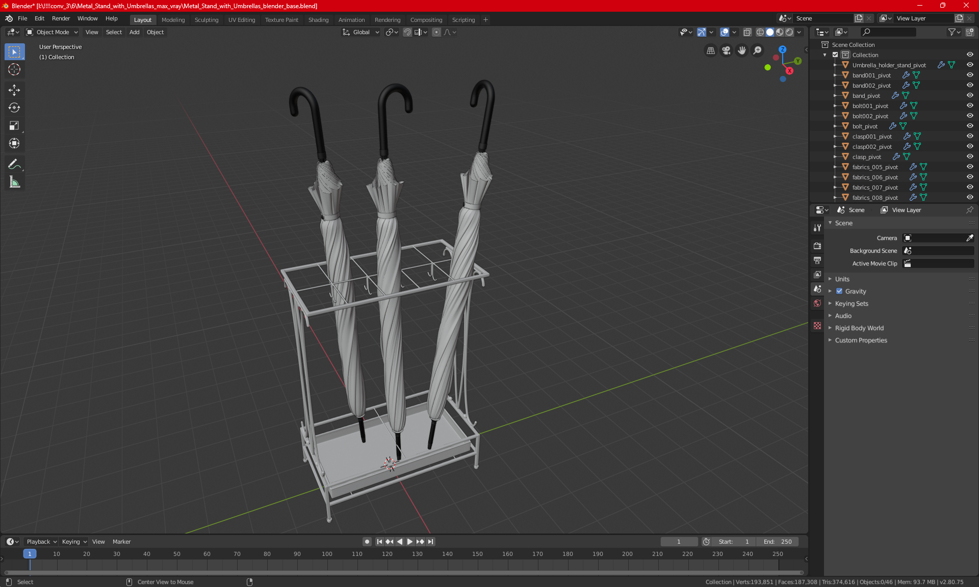 3D Metal Stand with Umbrellas