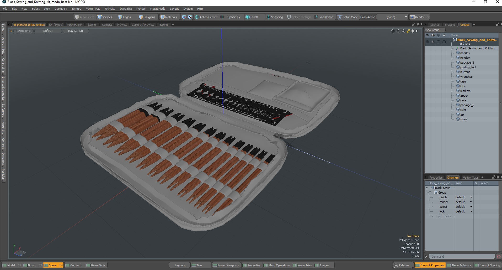 Black Sewing and Knitting Kit 3D model