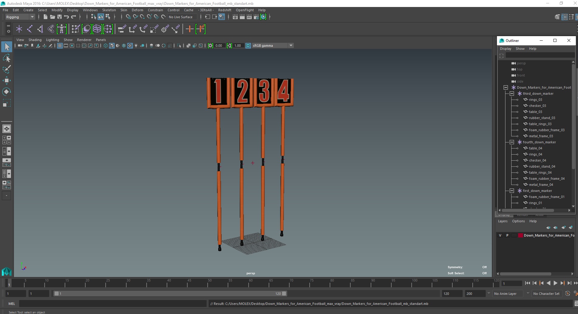 Down Markers for American Football 3D model