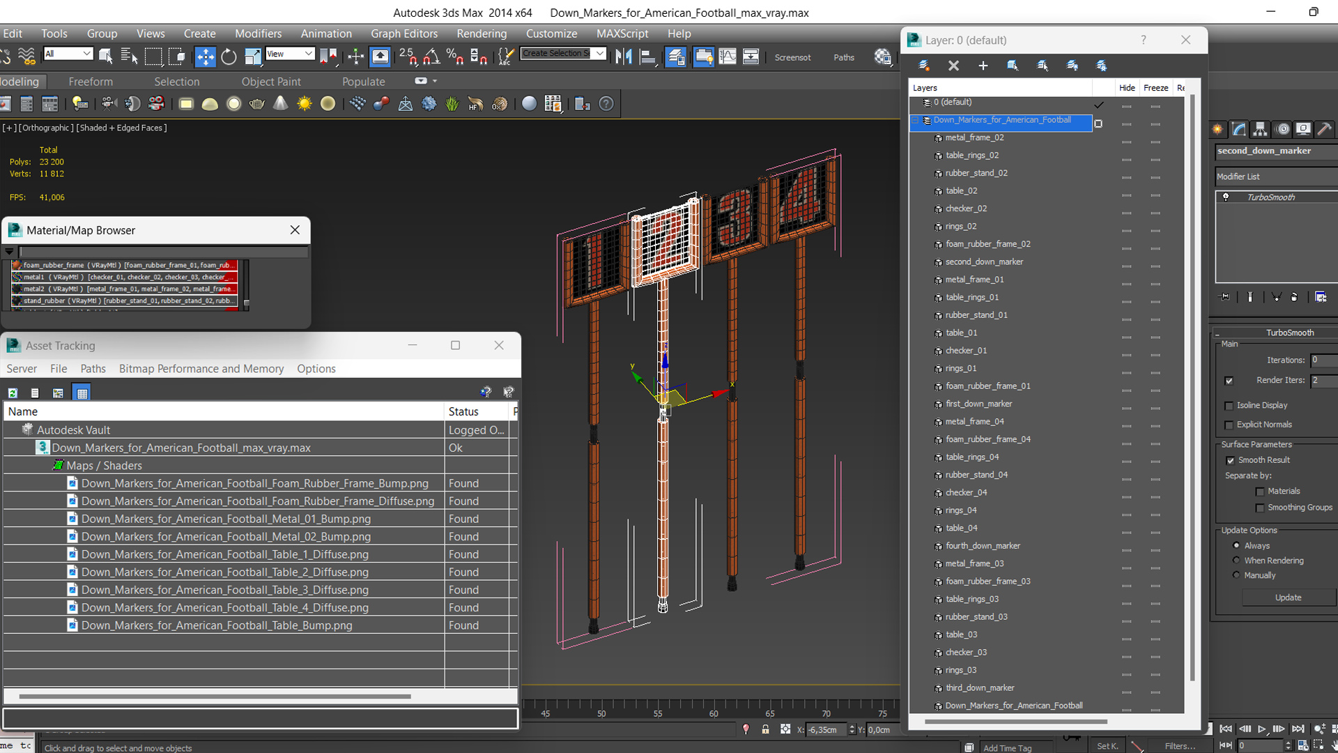 Down Markers for American Football 3D model