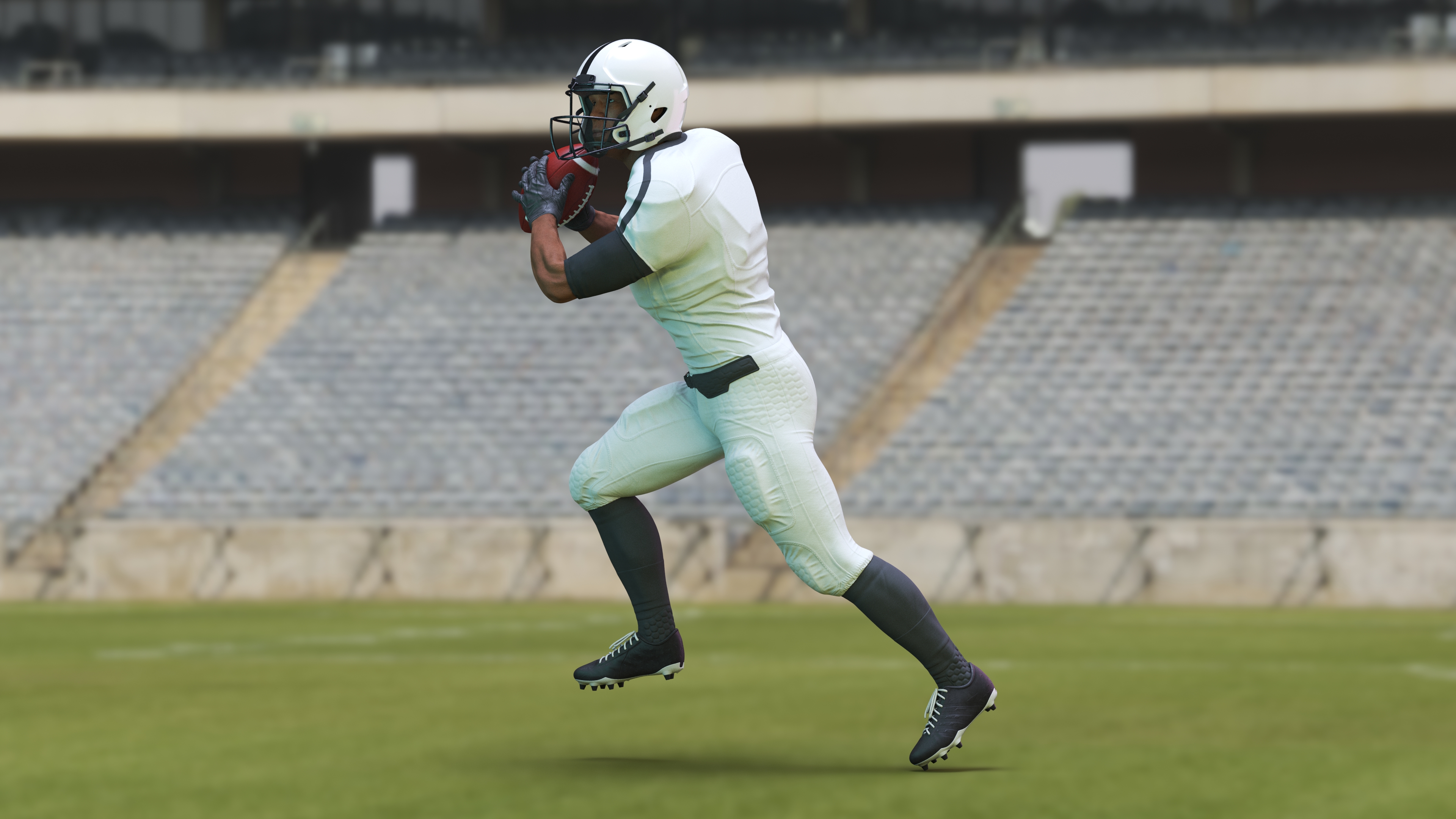 3D model American Football Player White Uniform Running The Ball