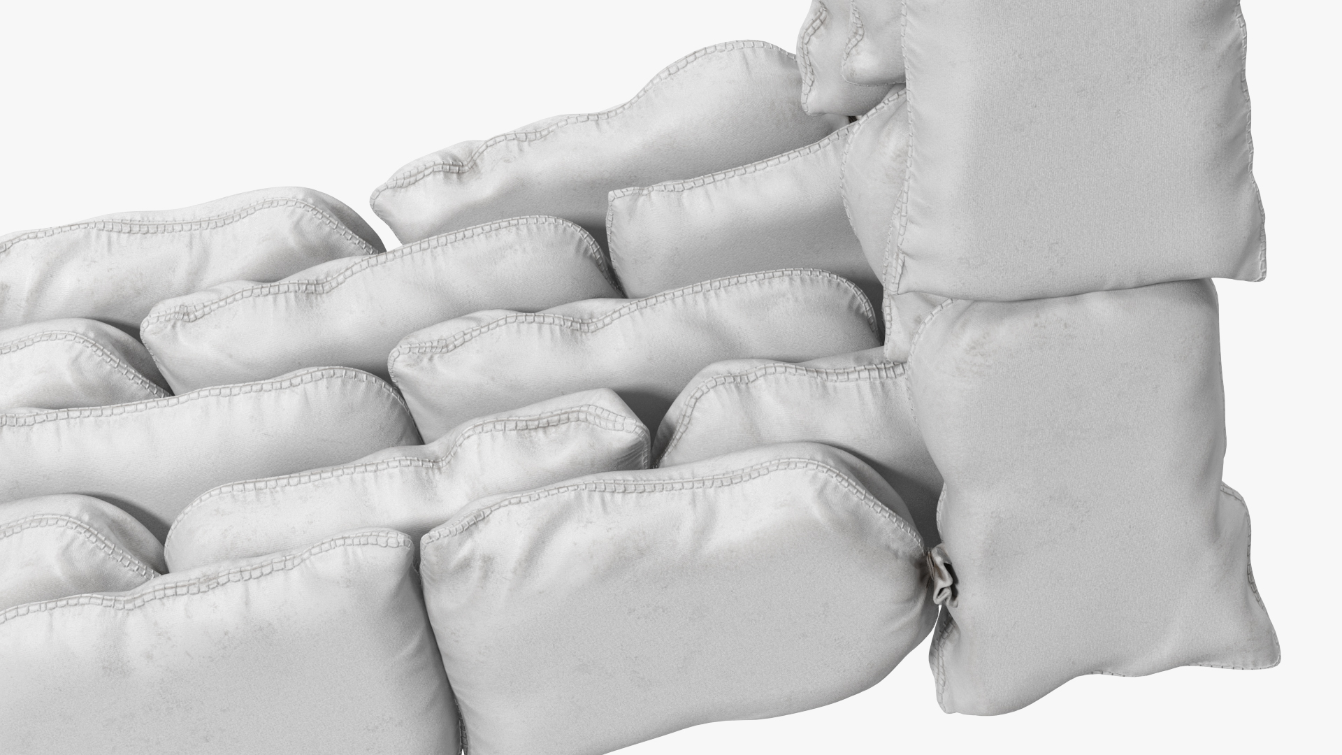 3D White Sandbag Barricade model