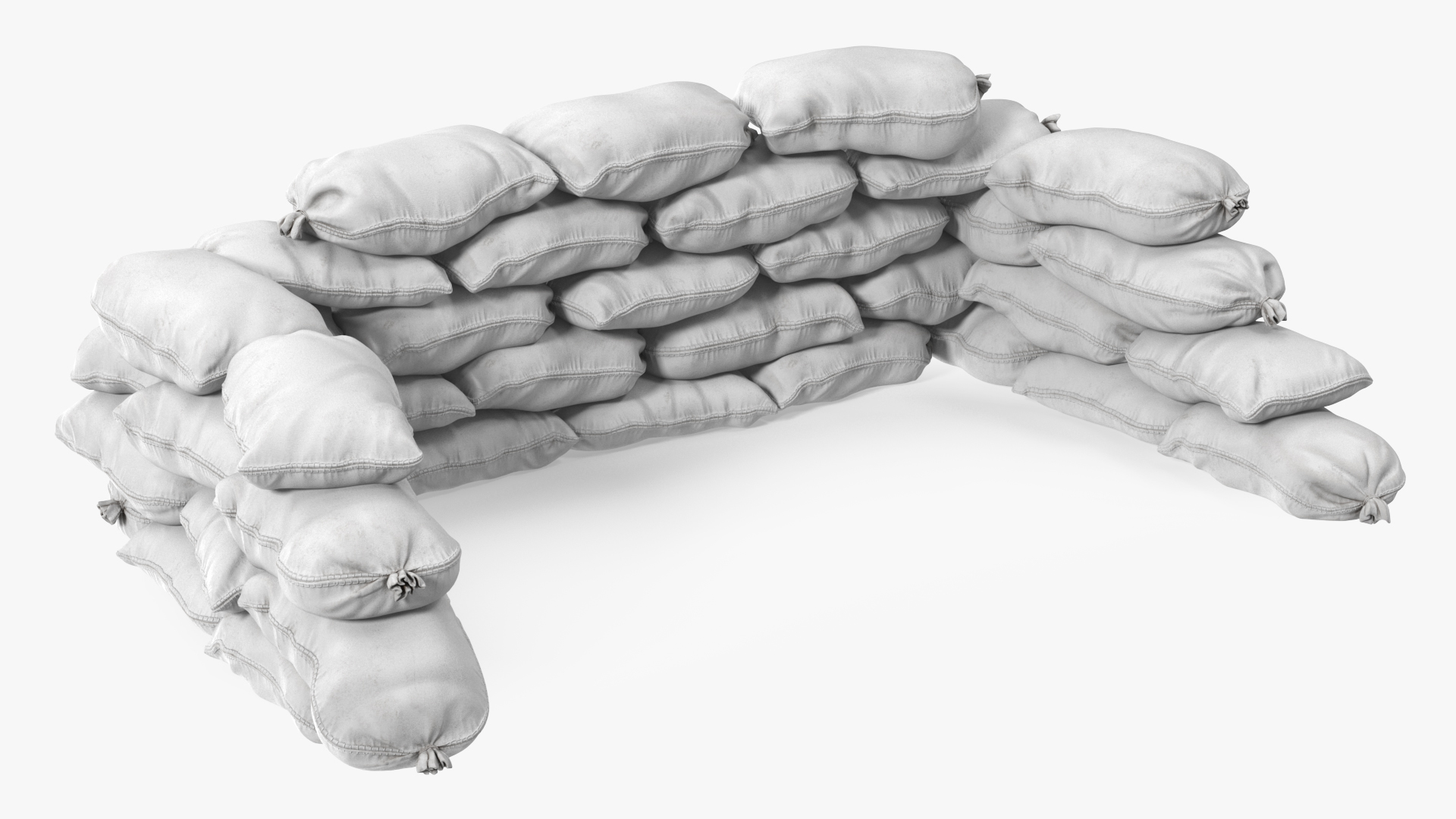 3D White Sandbag Barricade model