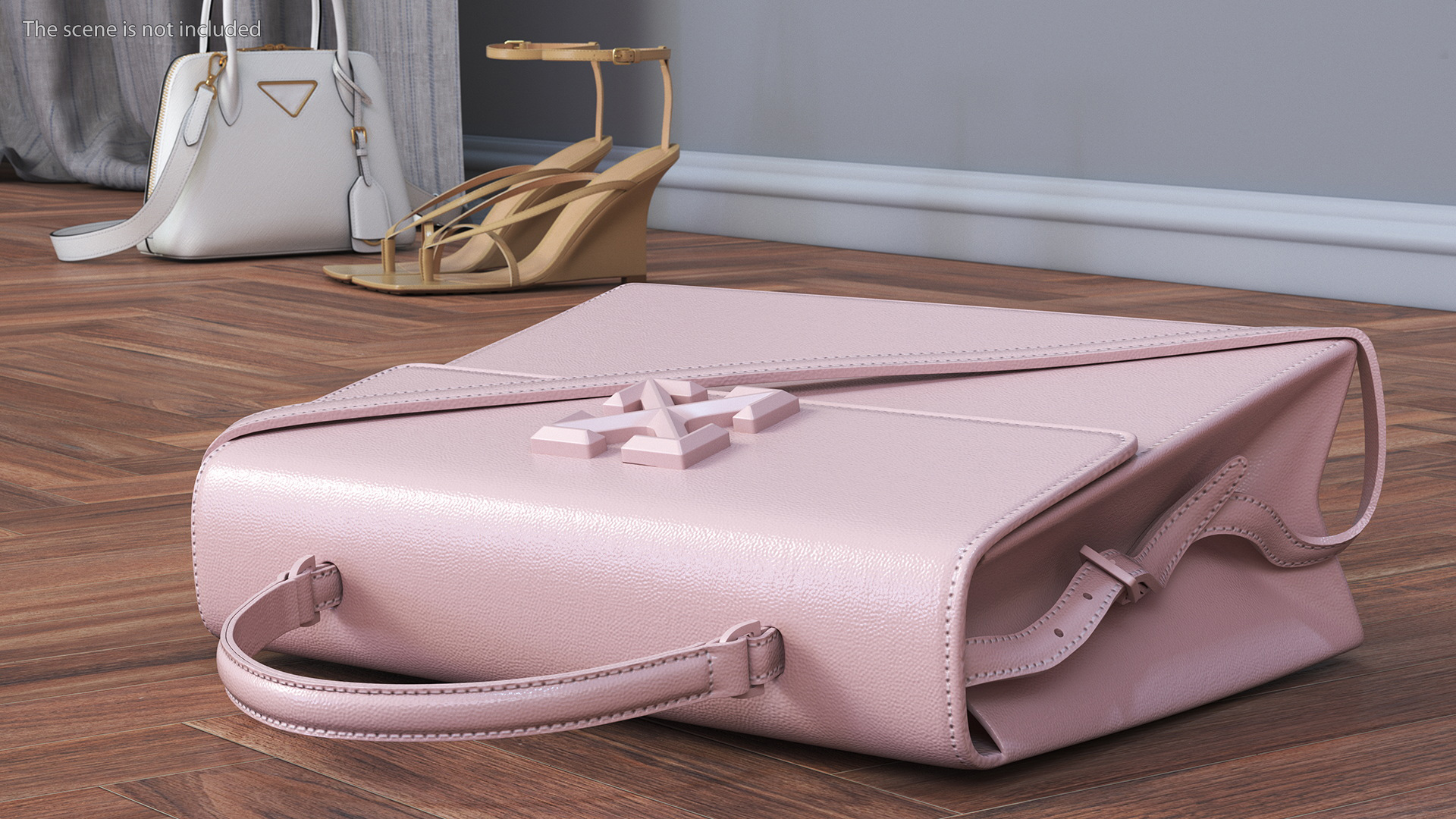 Handbag Off White Pink 3D