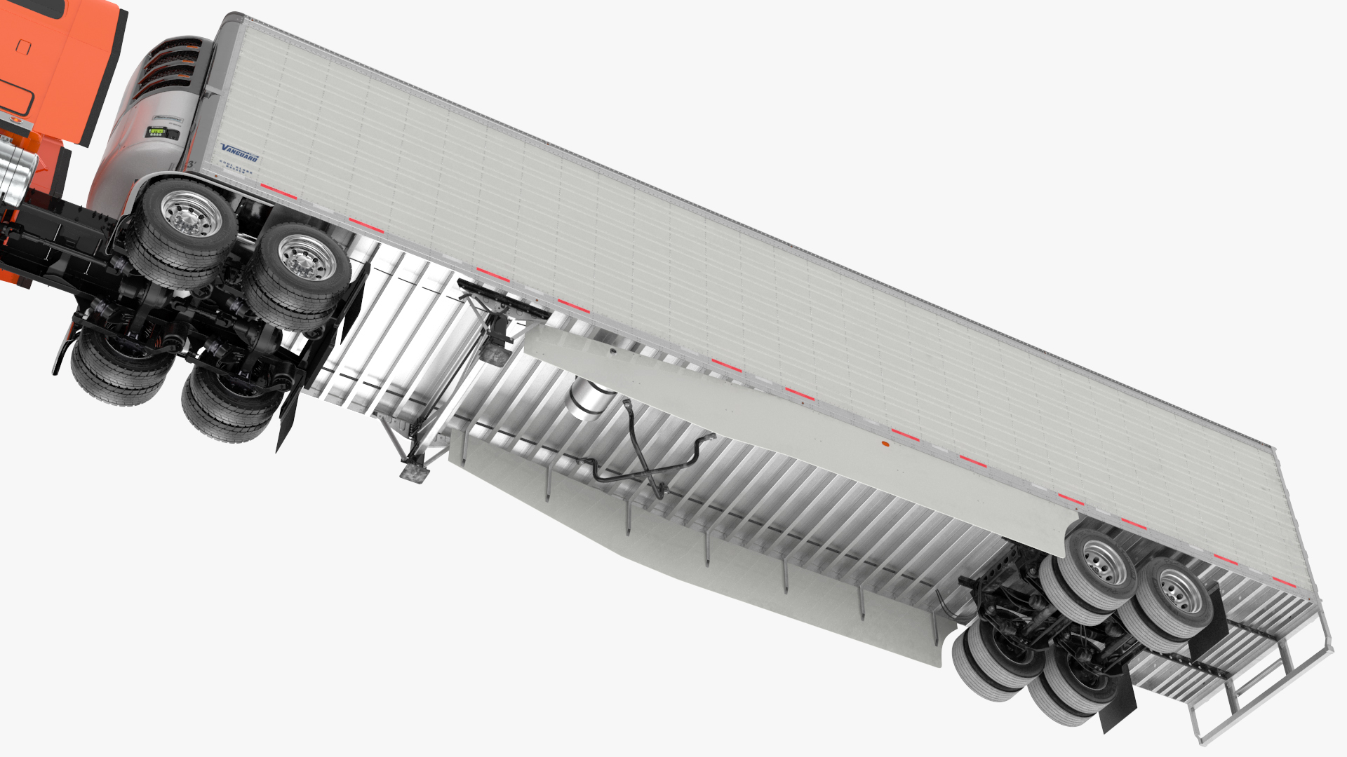 3D model Freightliner Truck with Reefer Trailer Rigged